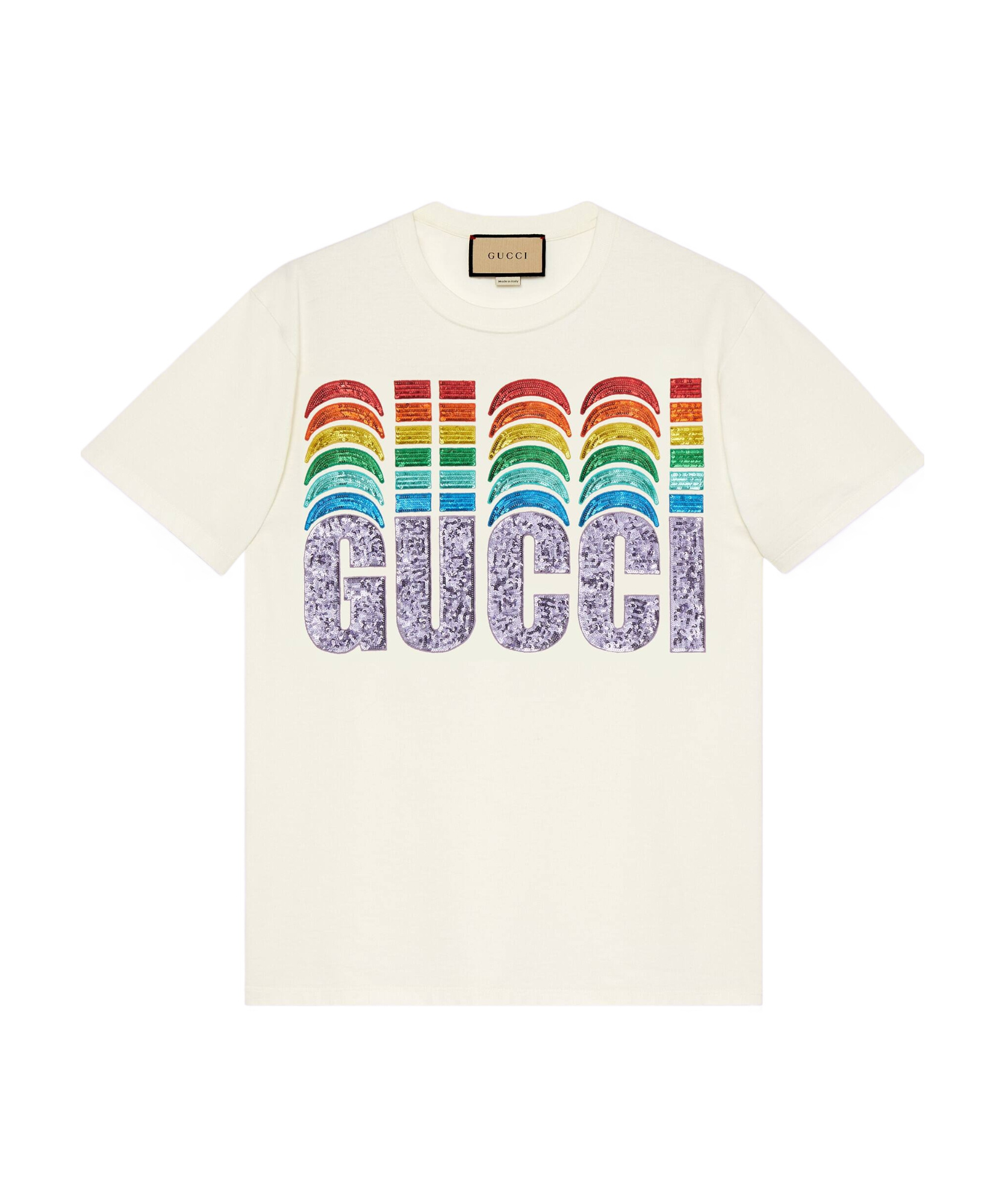 Gucci Sequin-embellished Short-sleeve T-shirt In White
