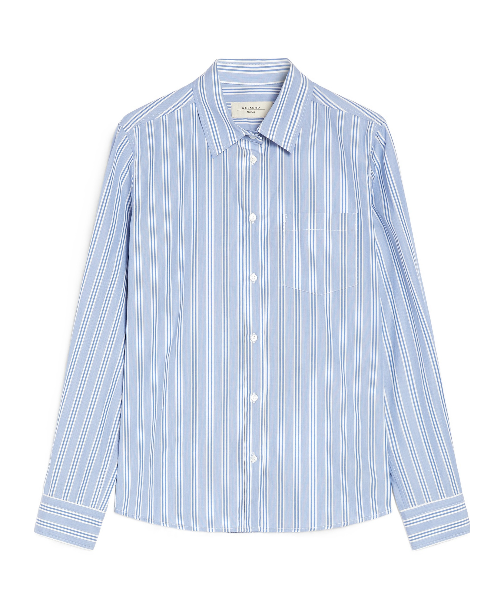 Weekend Max Mara Piadena Striped Poplin Shirt In Blue