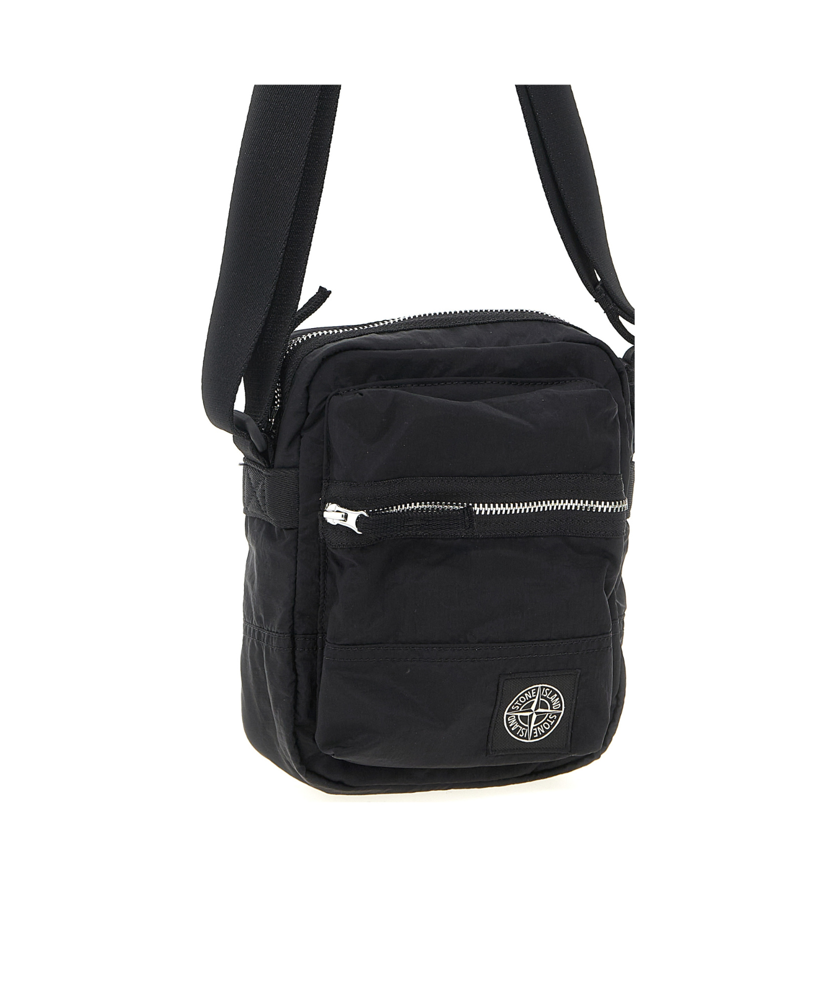 Stone Island Logo Patch Shoulder Strap Crossbody Bags Black