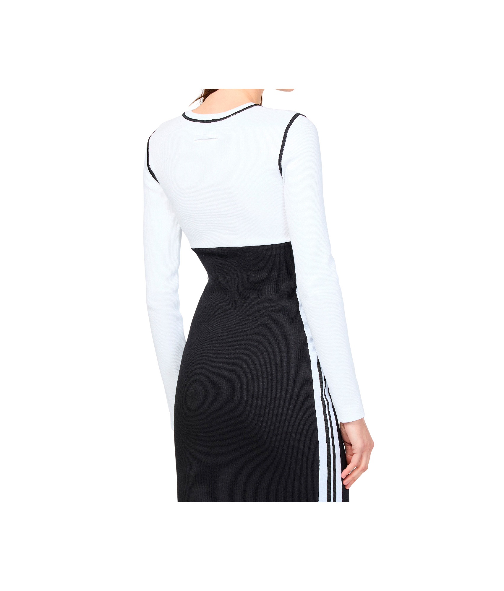 Jean Paul Gaultier Striking Black And White Color-block Midi Dress In Multi