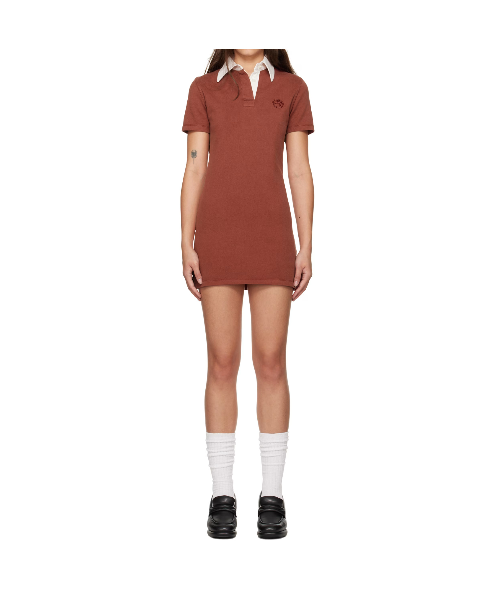 Ambush Logo-embroidered Polo Dress In Brown