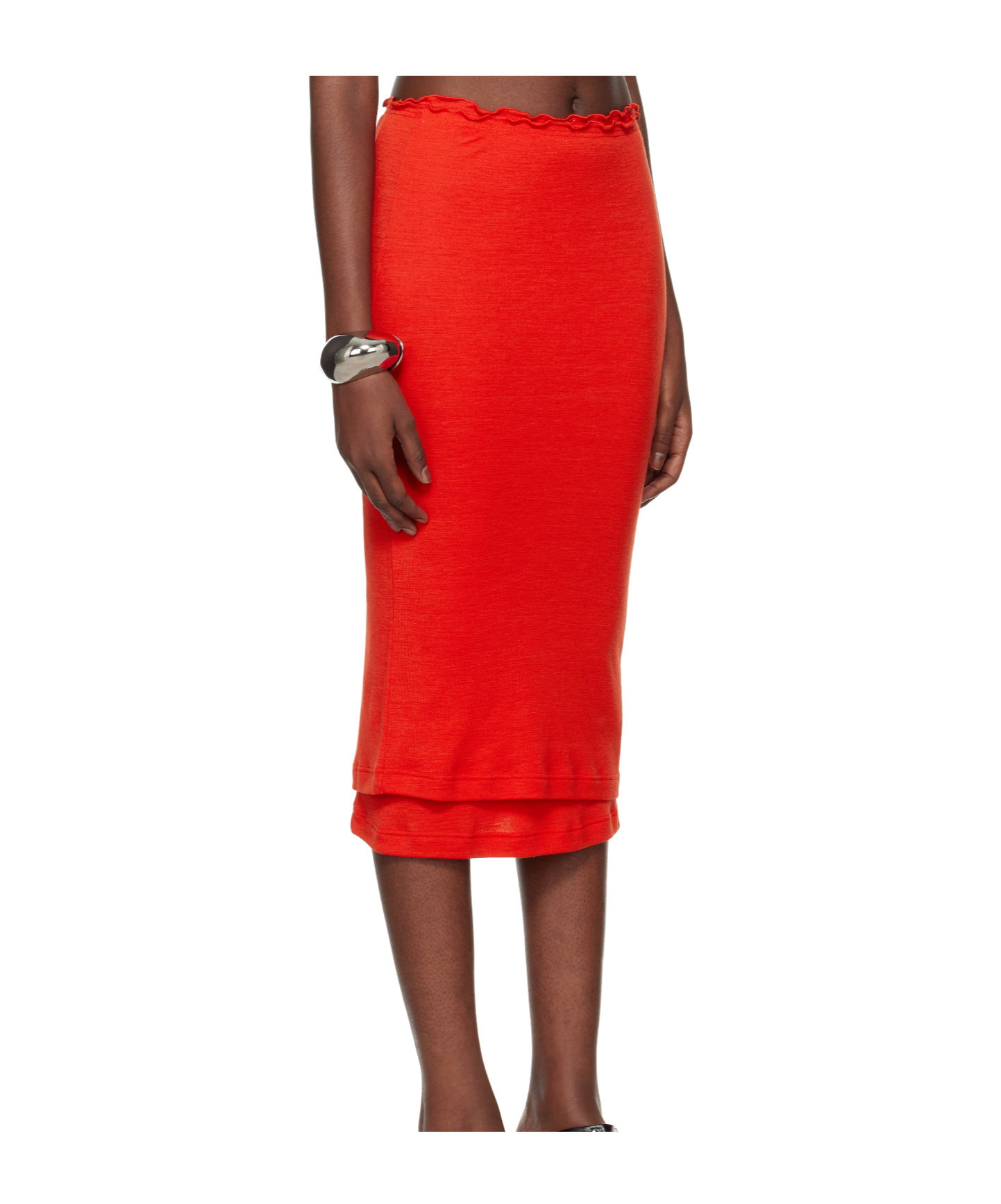 Jil Sander Elastic Waist Knitted Skirt In Red