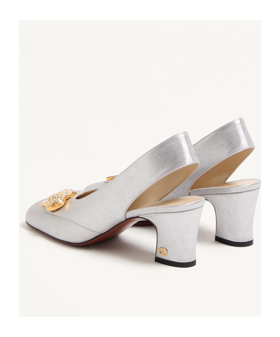 Shop Valentino Adamantine Slingback Pumps In Glitter Fabric 60mm In White