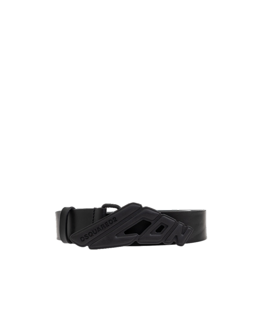 Dsquared2 Logo Engraved Buckled Belt In Black