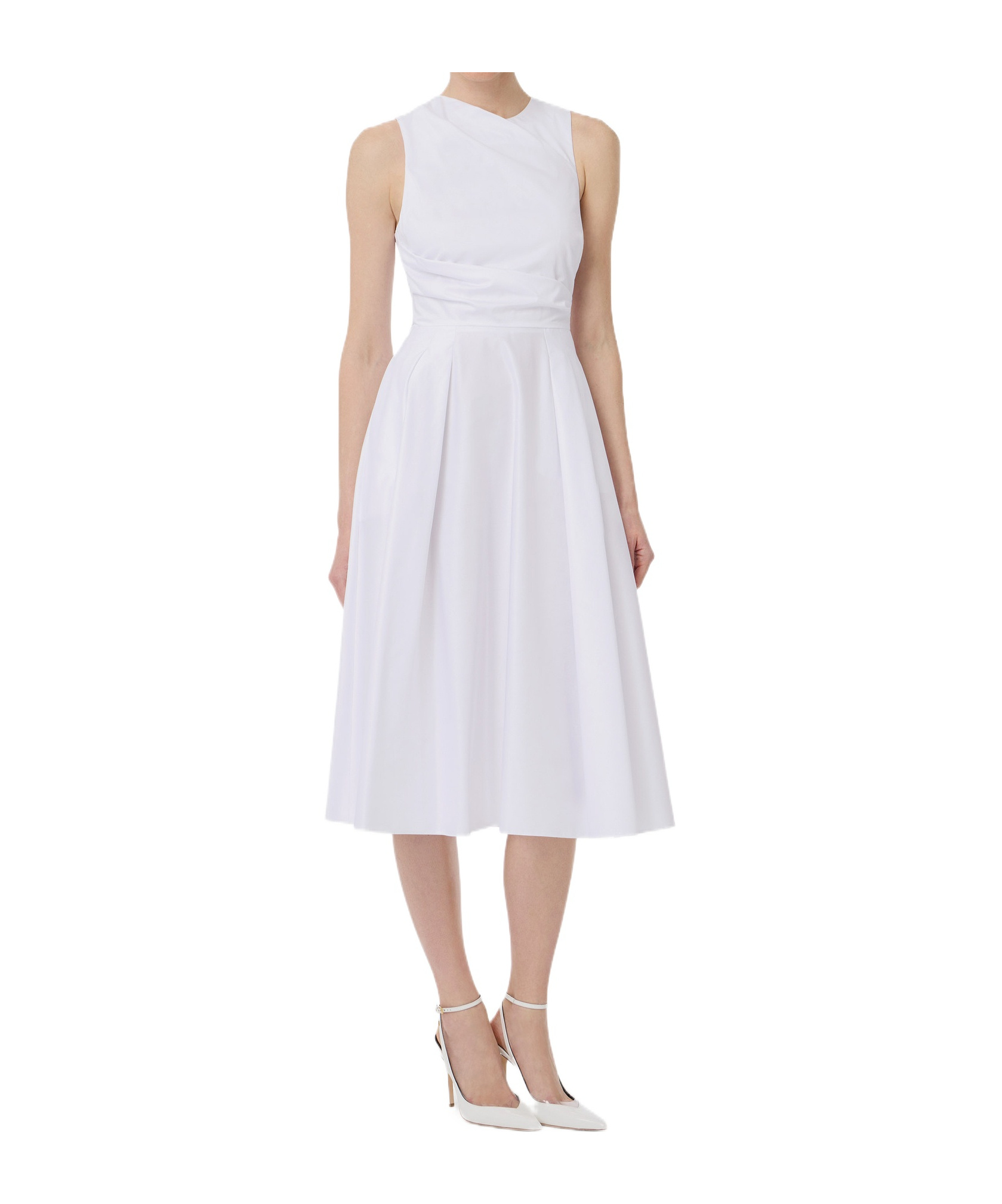 Elisabetta Franchi One Shoulder Pleated Maxi Dress In White