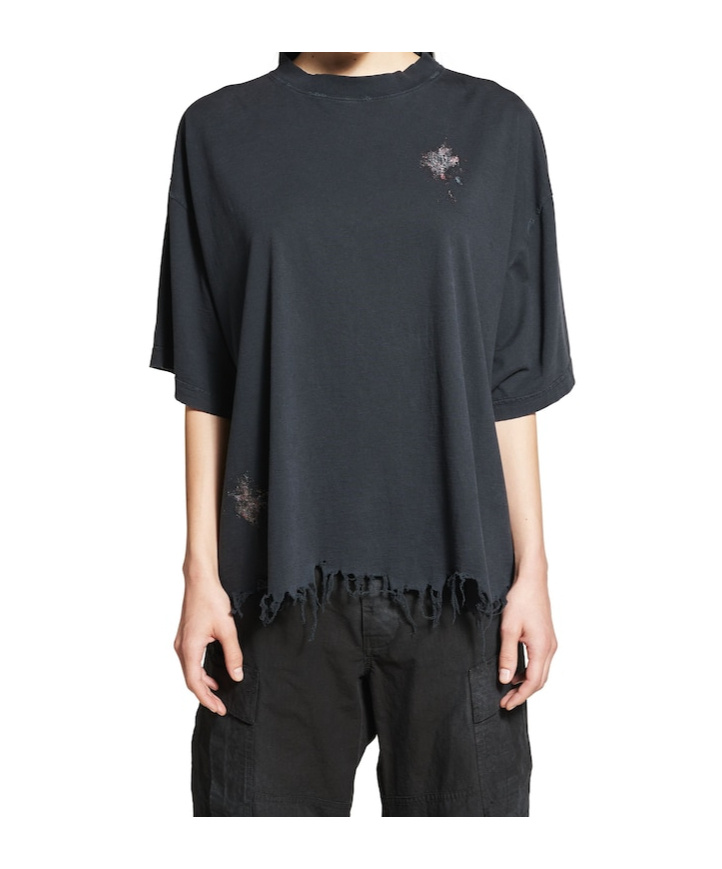 Balenciaga Nail Polish Cropped T-shirt In Faded Black In Faded Black