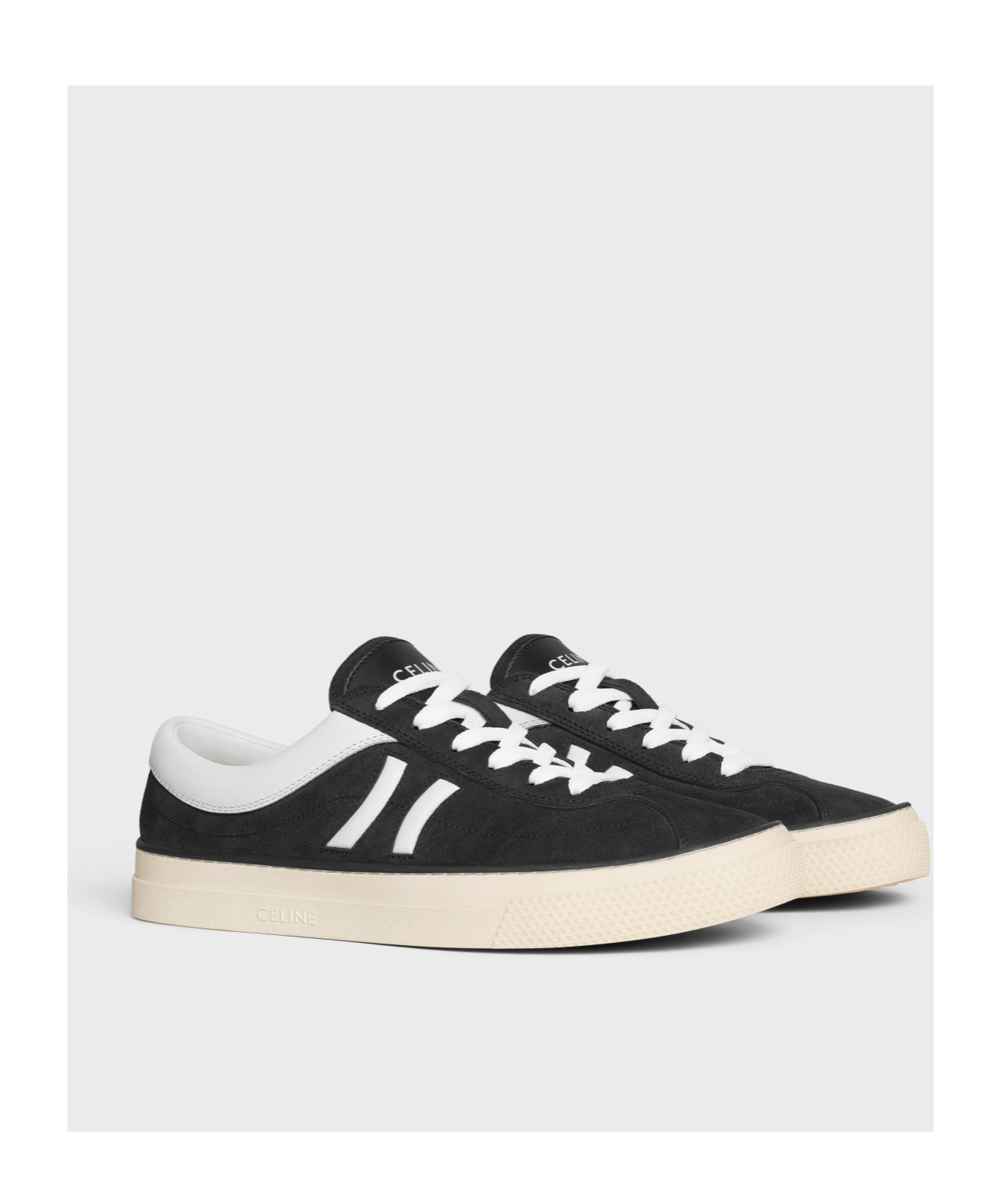 Celine Sunset Low-top Lace-up Sneakers In Suede And Cowhide In Nude