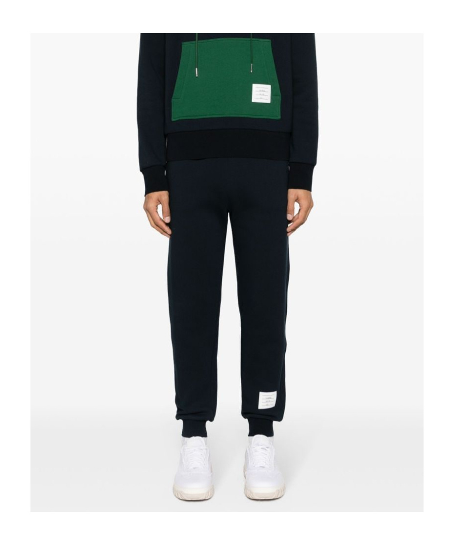 Thom Browne Color Block Fleece Joggers For Men In Black