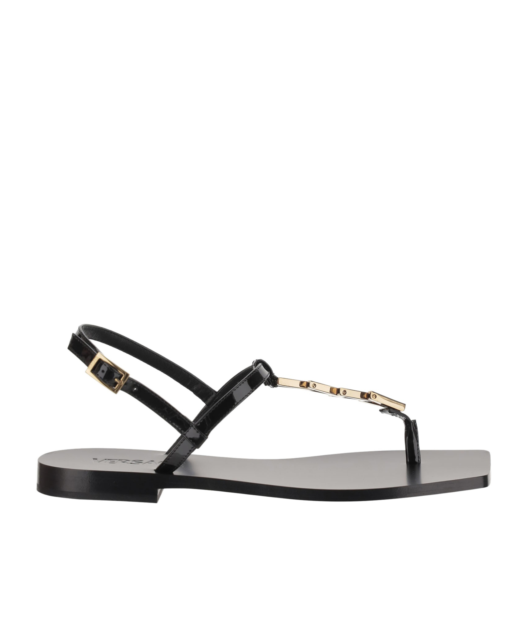 Versace Open-toed Flat Sandals In Black