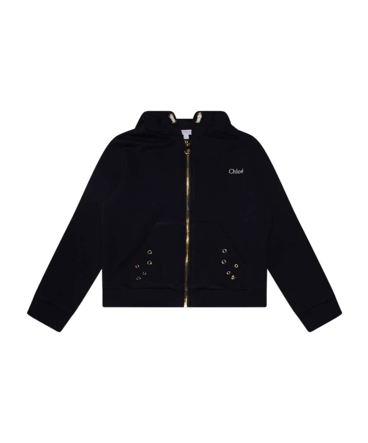 Chloé Logo-embroidered Organic Cotton Hoodie In Black