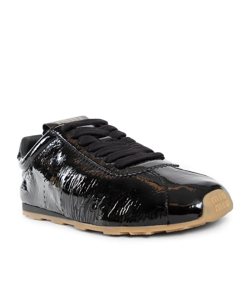Miu Miu Round-head Sneakers In Black