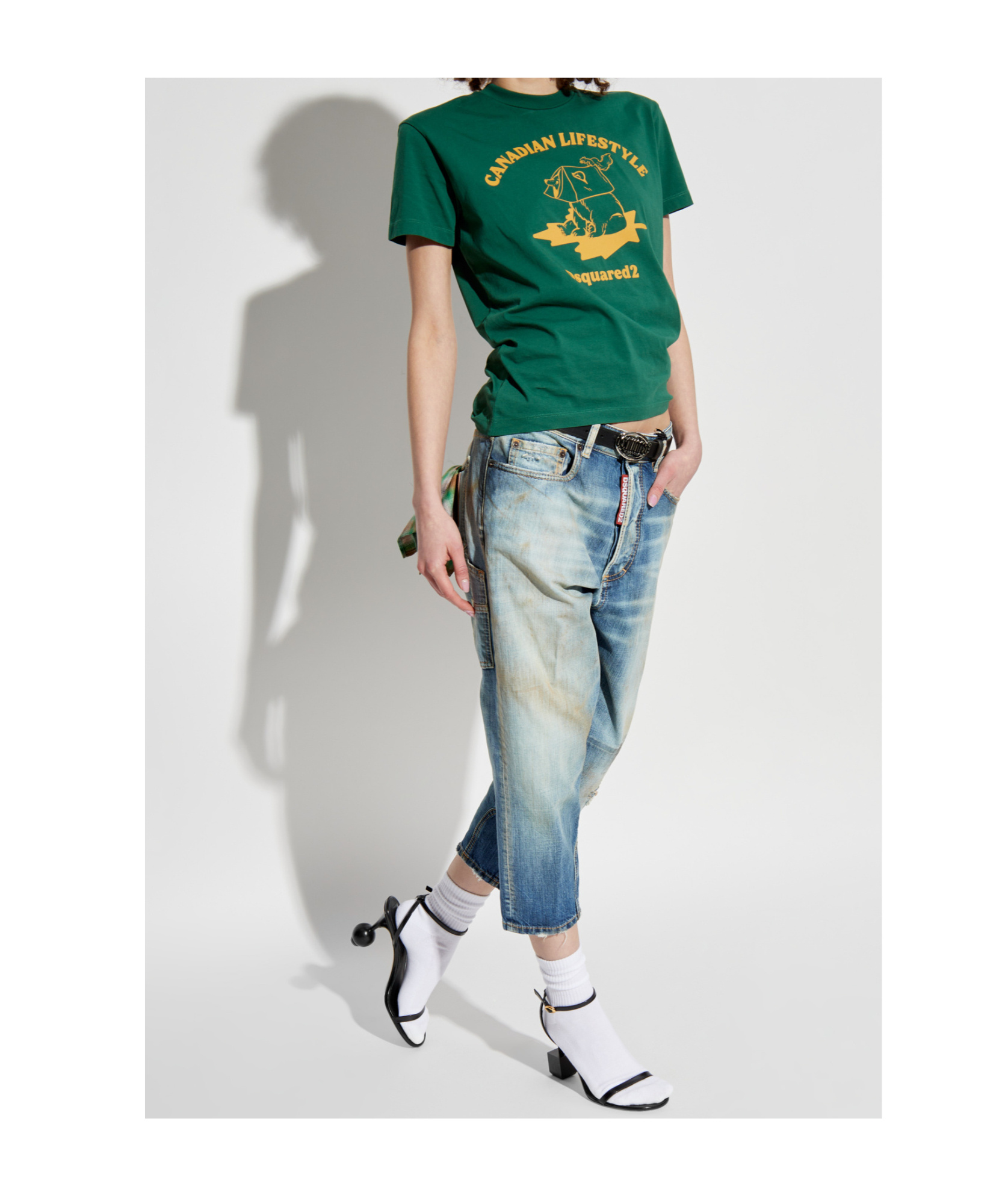 Dsquared2 Distressed Cropped Jeans In Blue