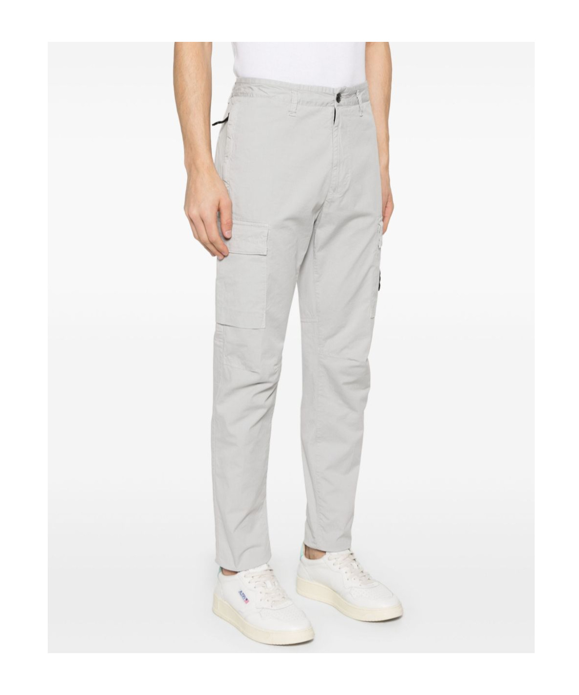 Stone Island Tapered Leg Cargo Trousers In Gray