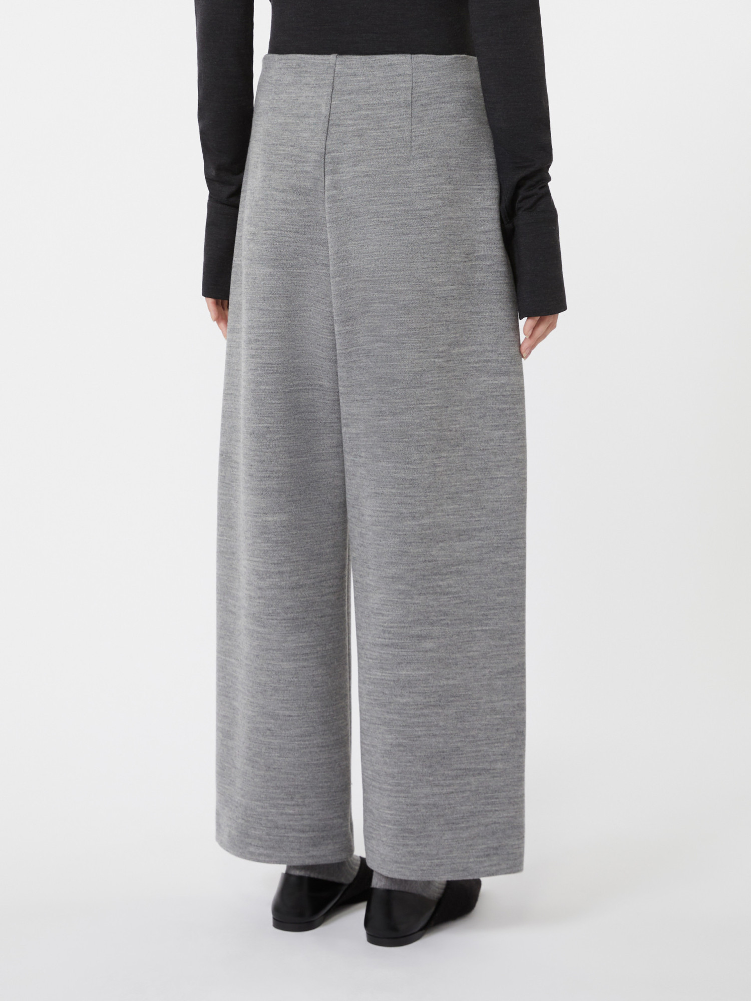 Max Mara Double-layer Wool And Cotton Blend Trousers In Gray