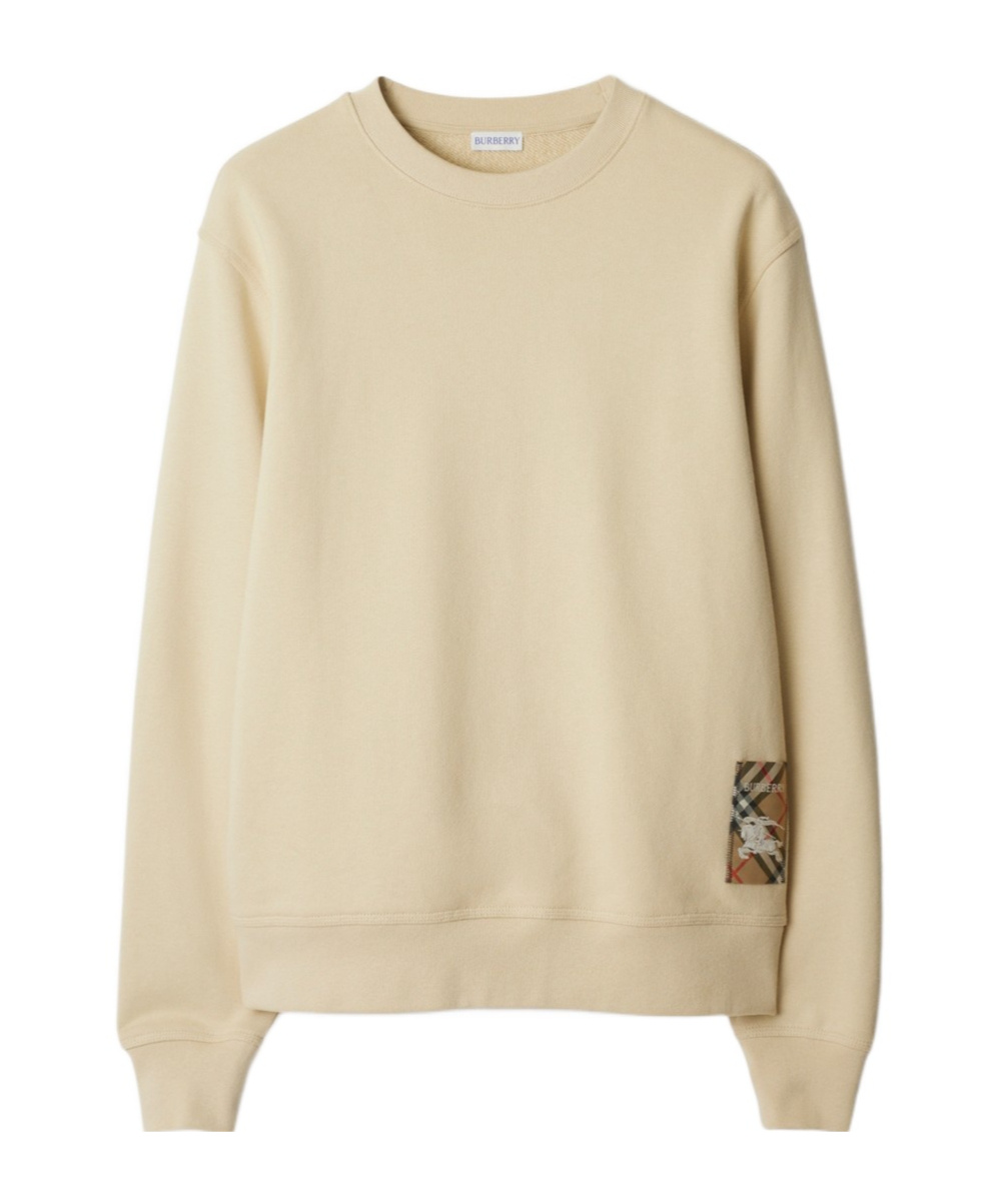 Burberry Check Label Cotton Sweatshirt In Nude