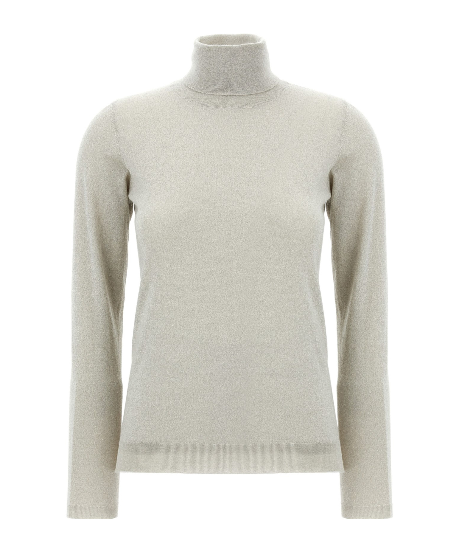 Brunello Cucinelli Cashmere-silk Glitter Turtleneck Sweater In White