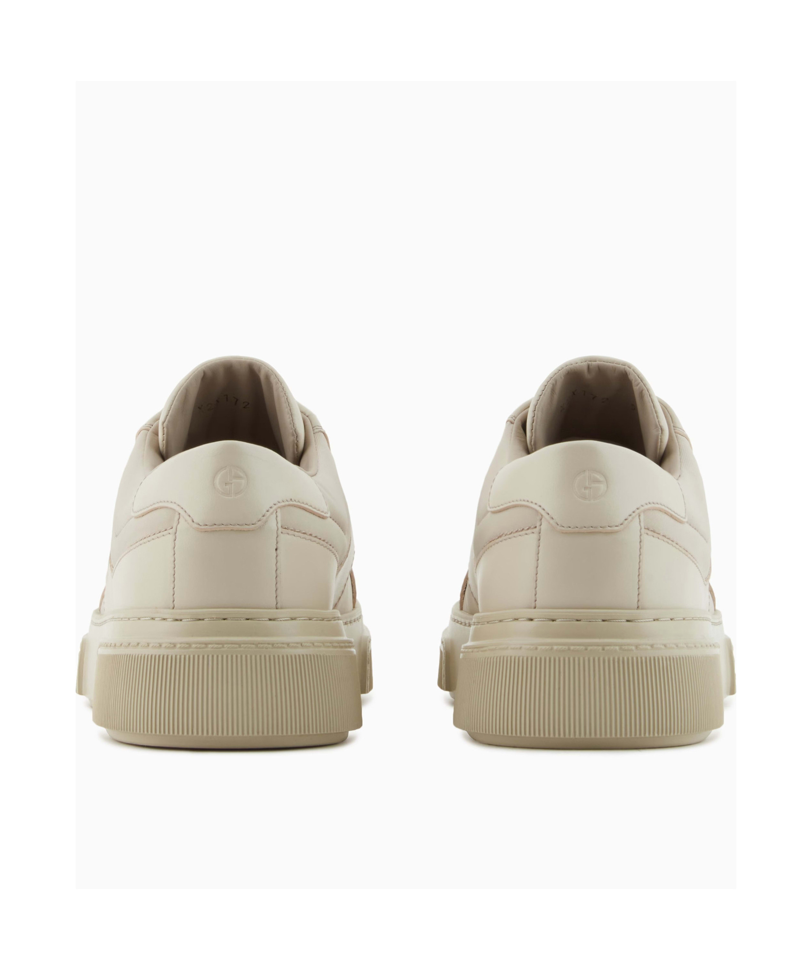 Giorgio Armani Nude Leather And Fabric Sneakers In Neutral