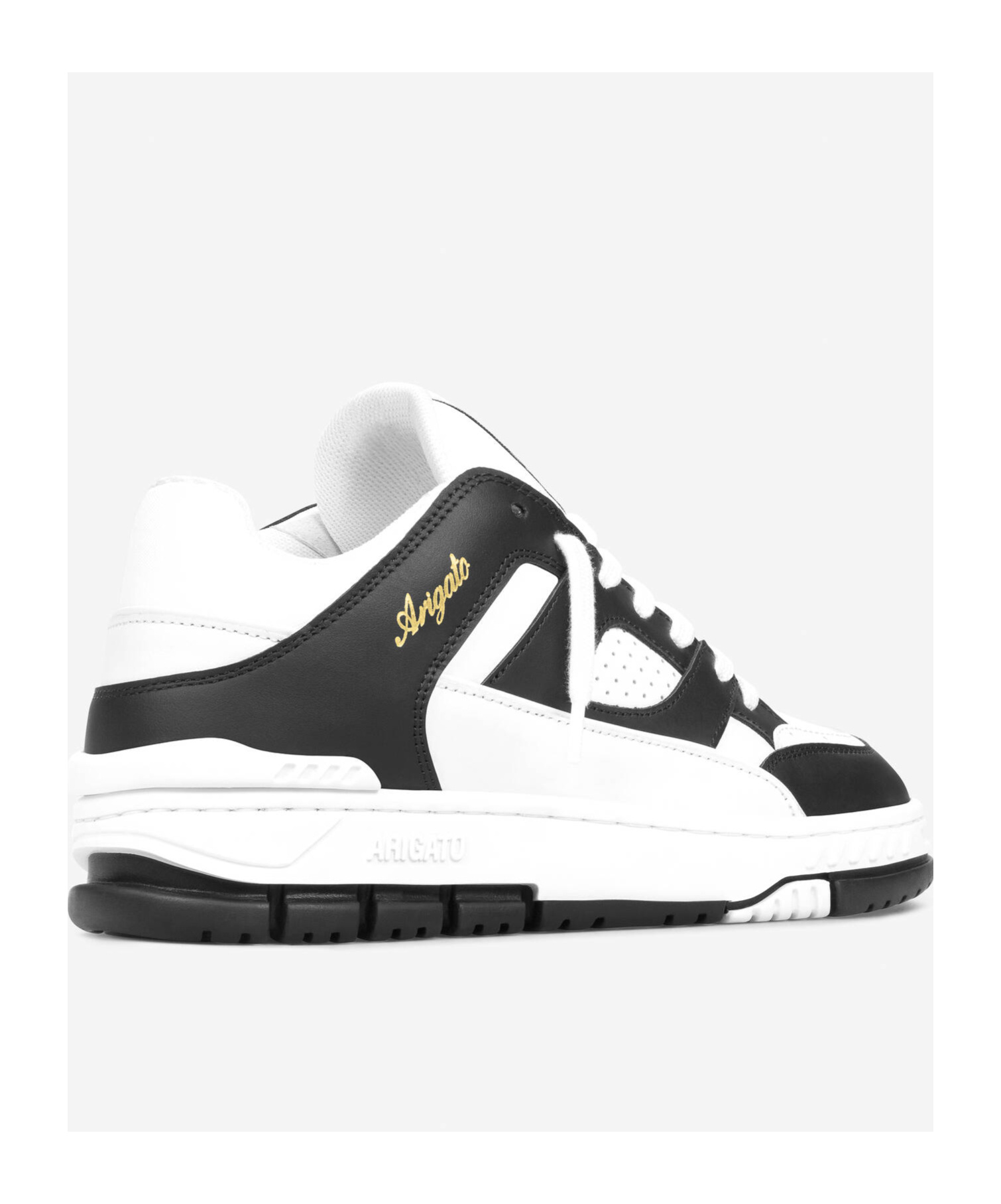 Axel Arigato 'area Lo' Black And White Low Top Sneakers With Laminated Leather In Leather Blend Woman In White
