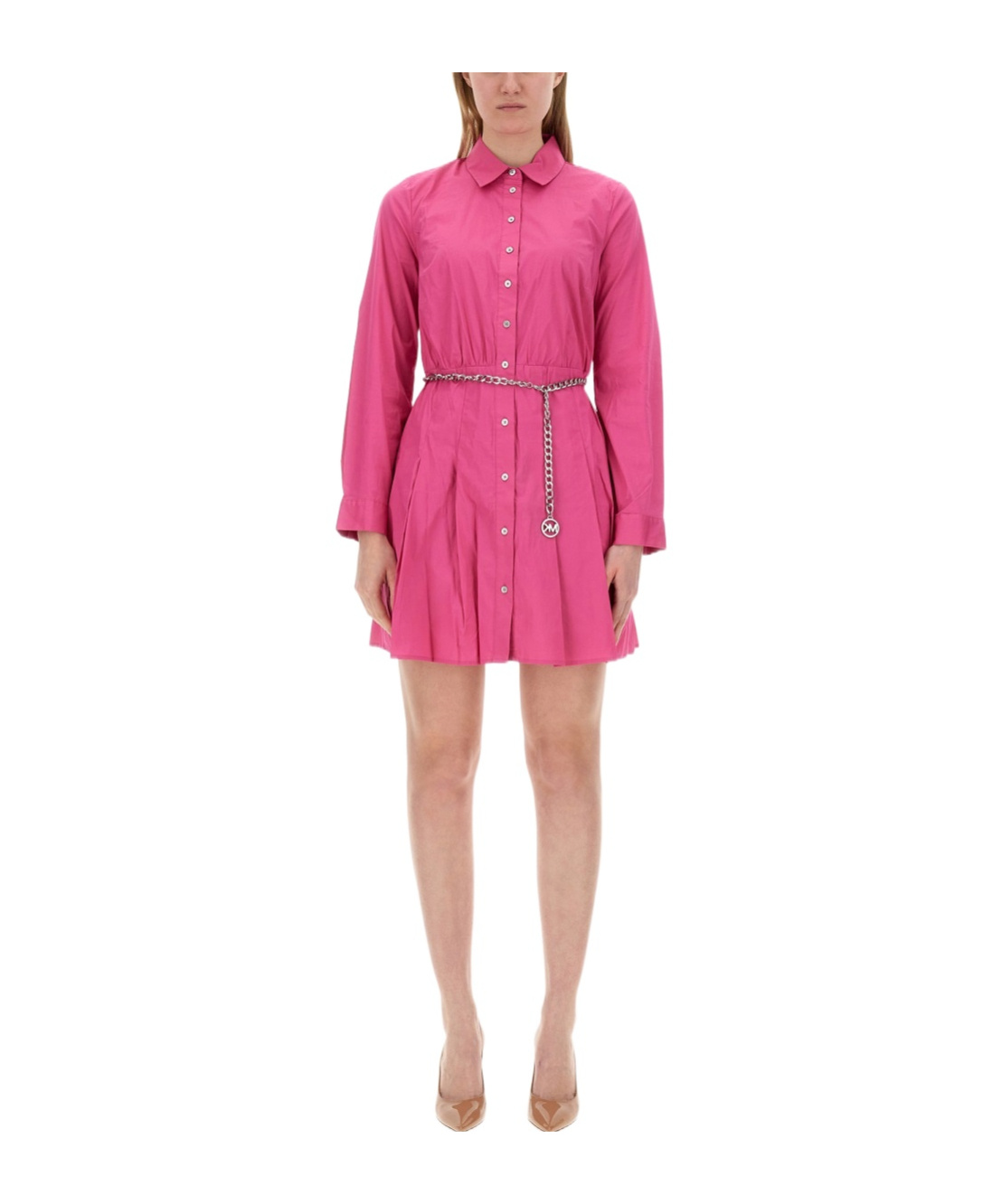 Shop Michael Michael Kors Belted Mini Shirt Dress In Pink