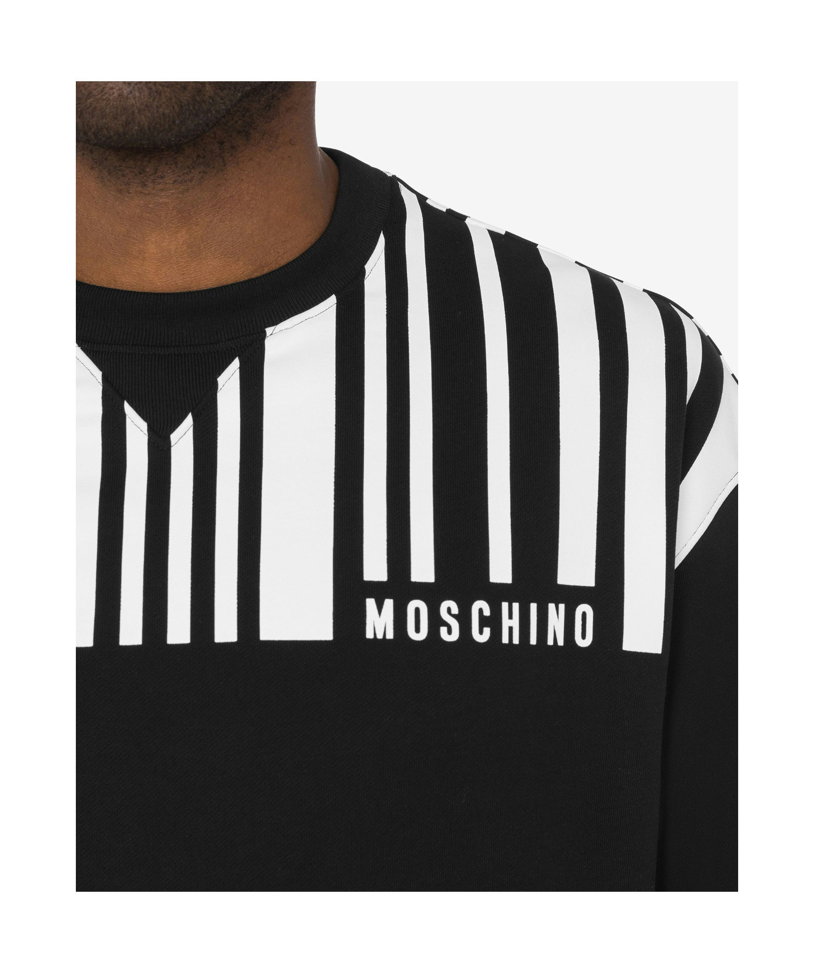Moschino Barcode-print Cotton Sweatshirt In Black