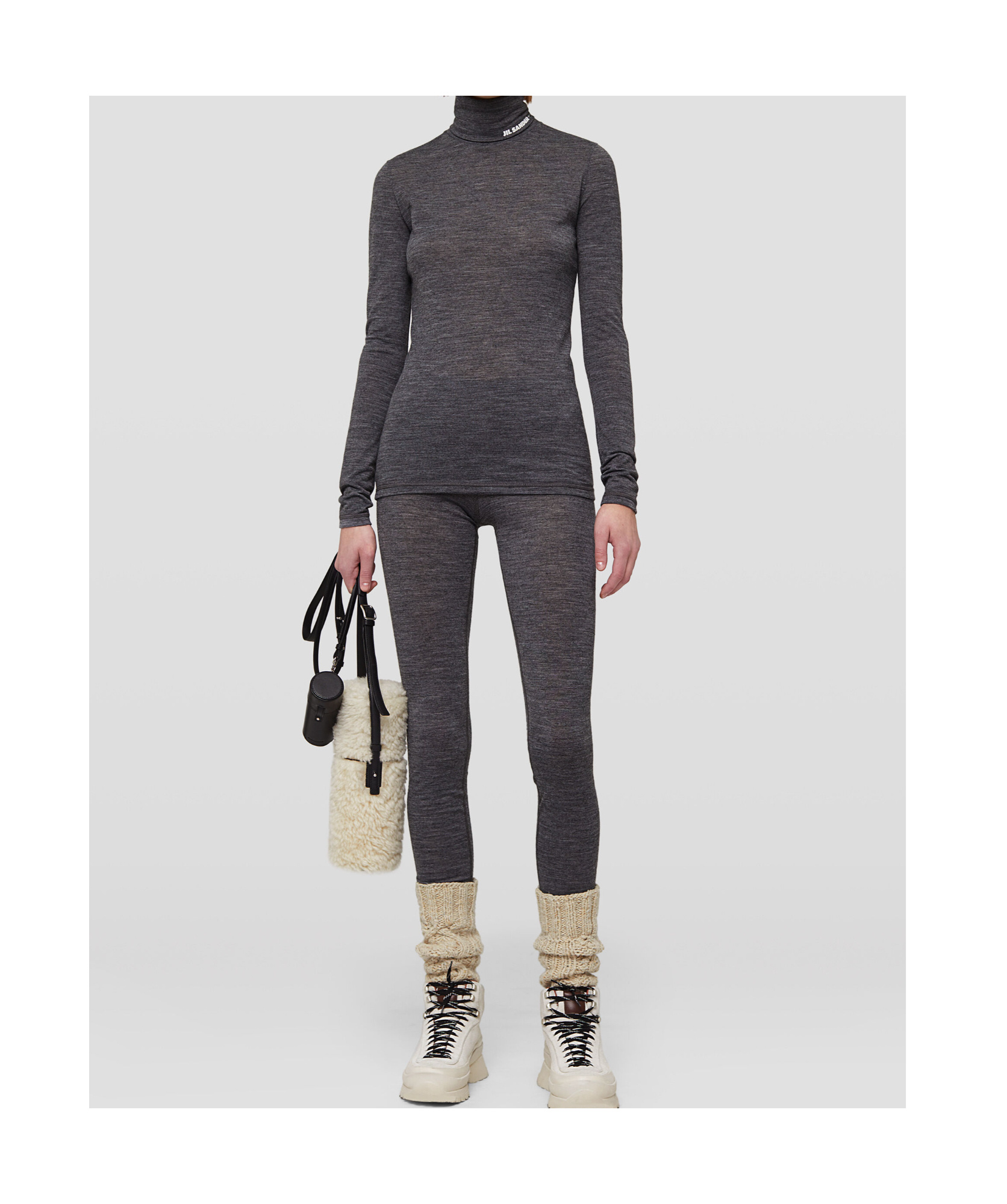 Jil Sander Printed Logo Leggings In Black