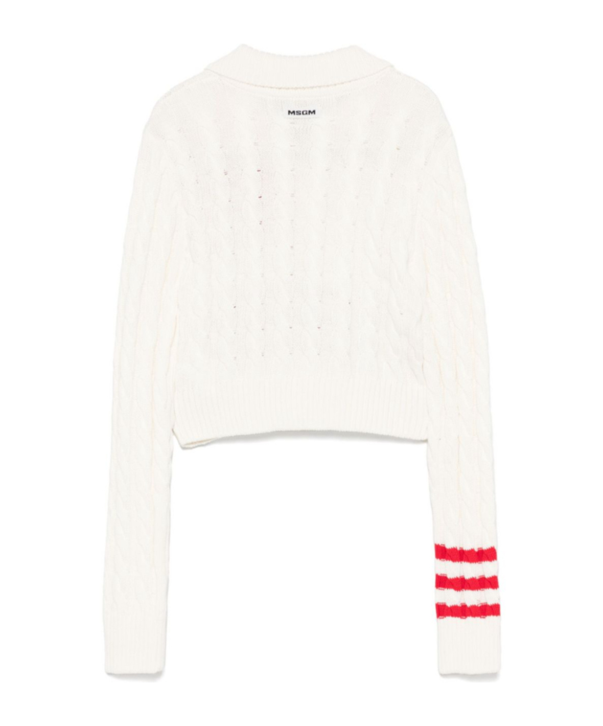 Msgm Crew Neck Cotton Sweater With Button Detailing In White