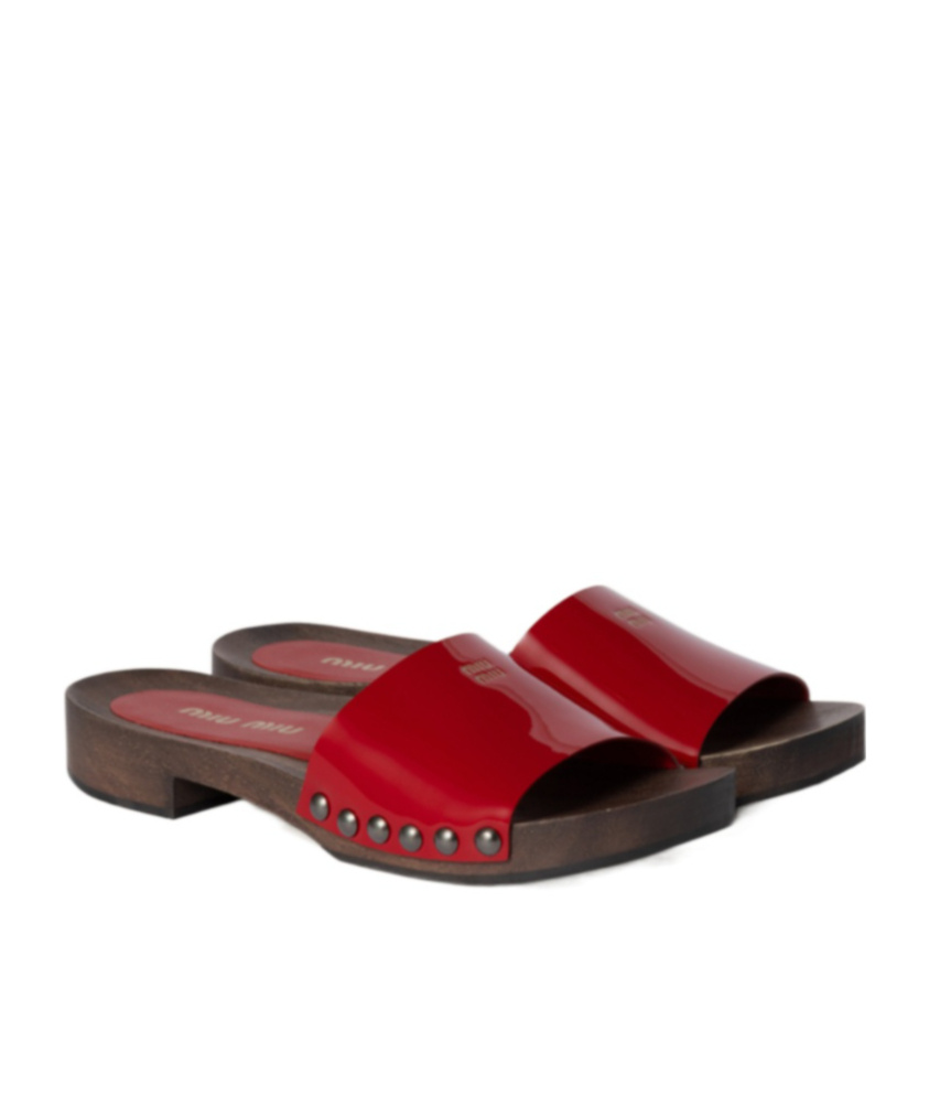 Miu Miu Patent Leather Clogs In Red