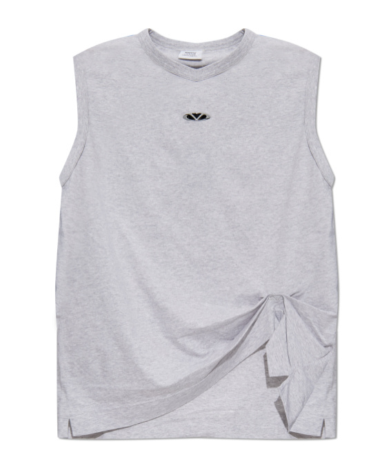 Vetements Embellished Tie-detail T-shirt In Gray