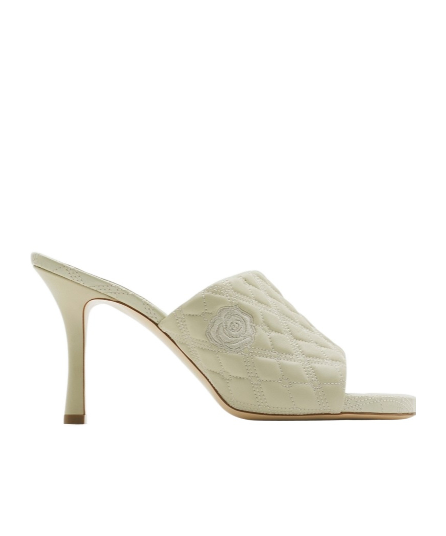 Burberry 100mm Quilted Leather Mules In Nude