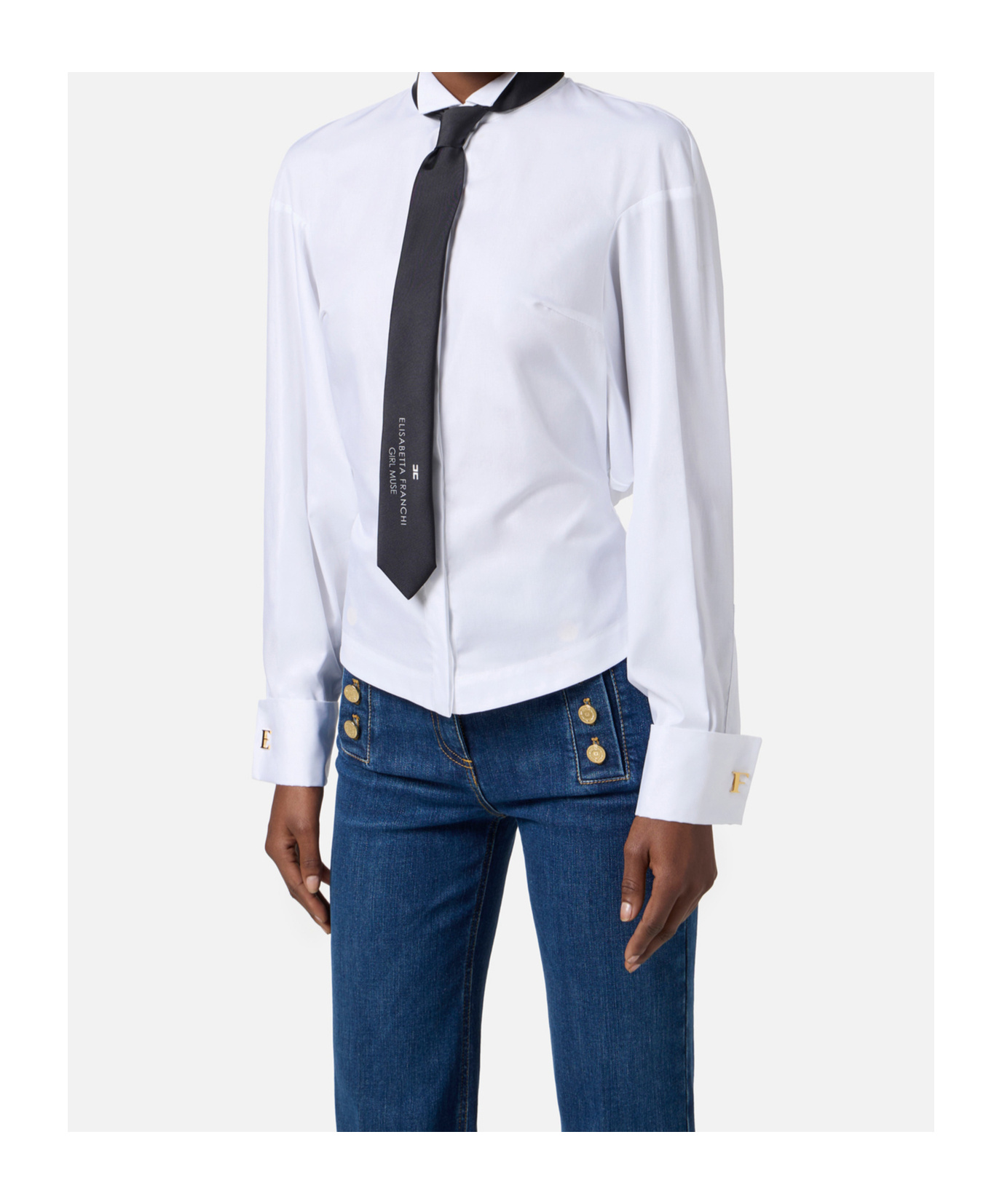 Elisabetta Franchi Cotton Poplin Shirt With Tie