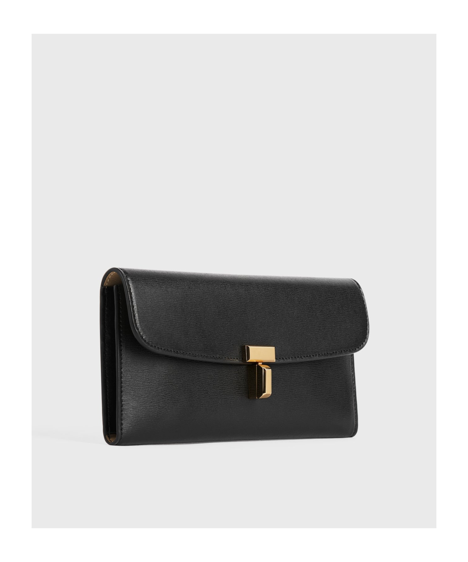 Totême Toteme T Lock Fold-over Leather Continental Wallet In Black