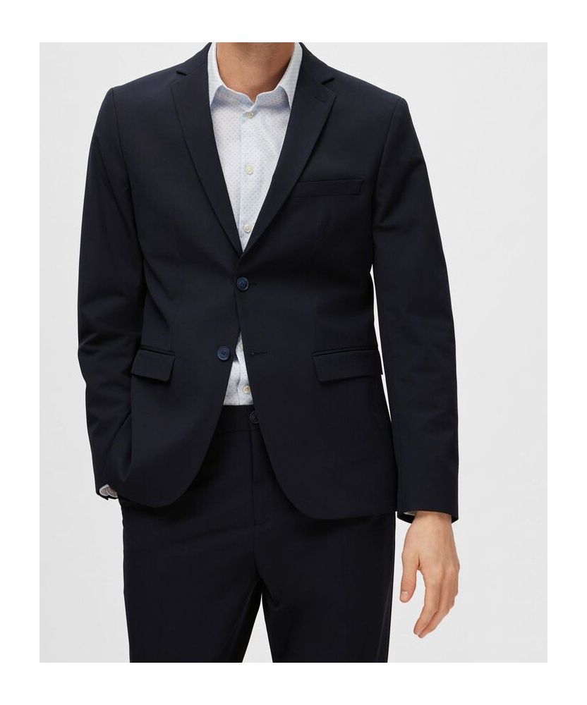 Selected Viscose Blend Slim Fit Blazer In Blue