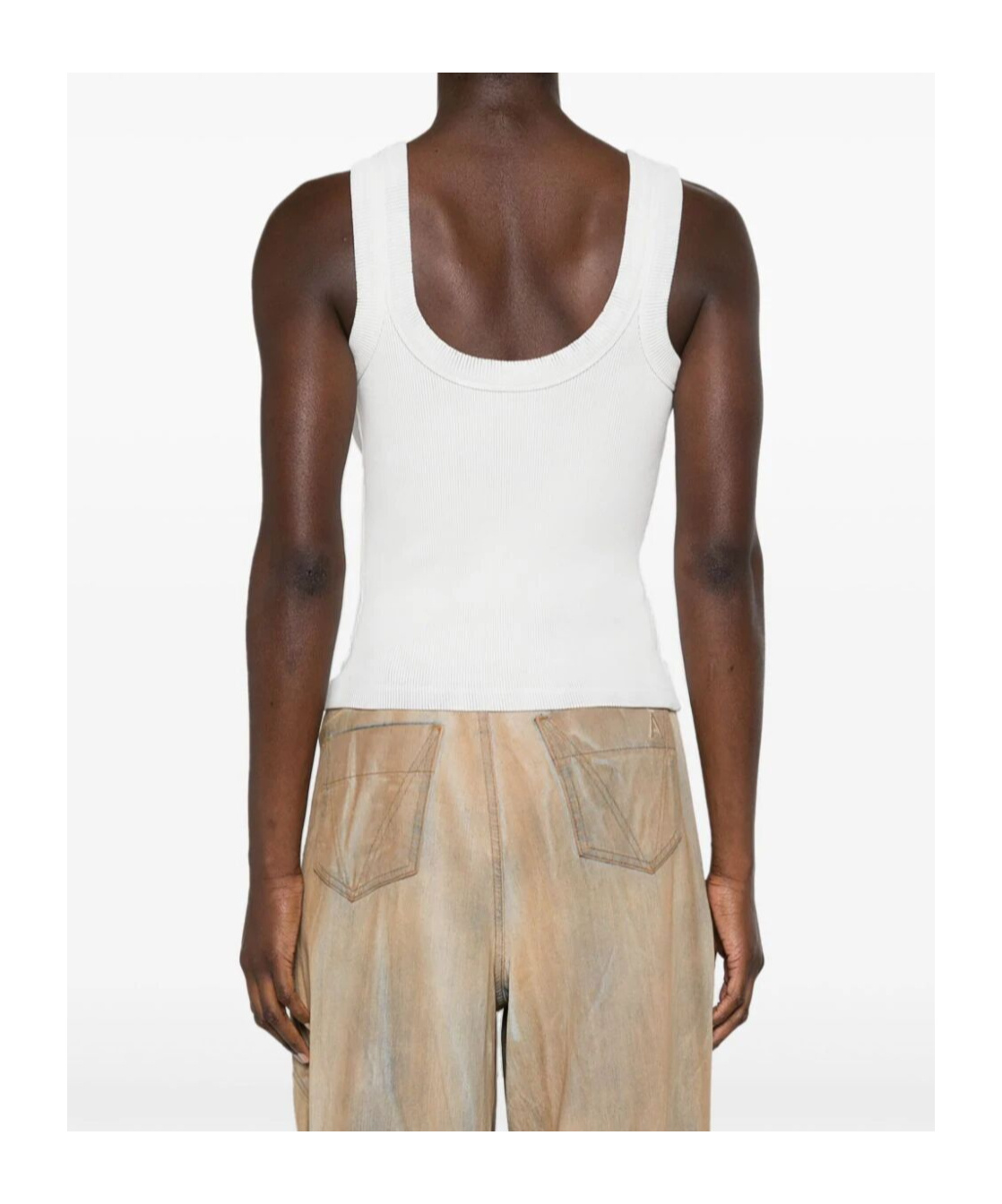 Alexander Wang T Alexander Wang Logo Embossed Fine Ribbed Tank Top In White