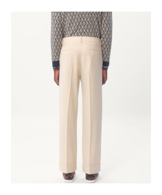 Valentino Wool Gabardine Trousers With Turn-ups In Nude