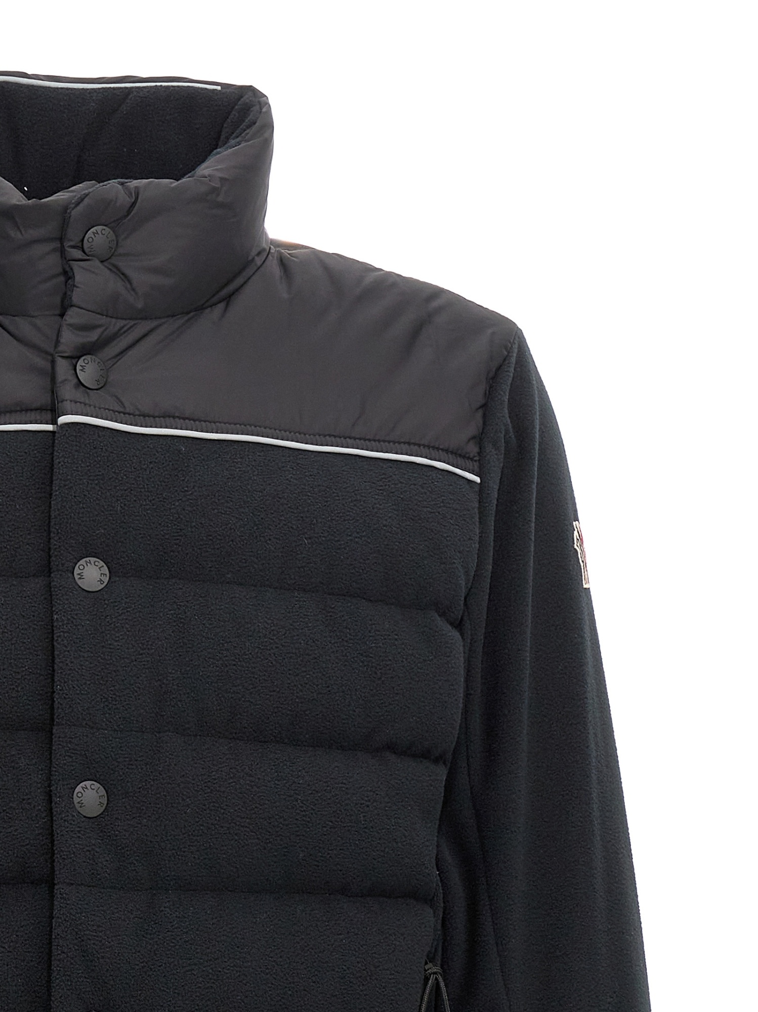 Moncler Grenoble Panelled High Neck Cardigan In Black