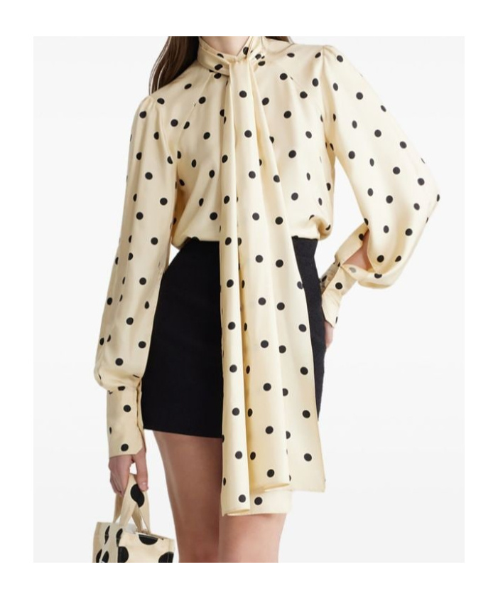 Patou Silk Blouse With Polka Dot Pattern And Bow In White