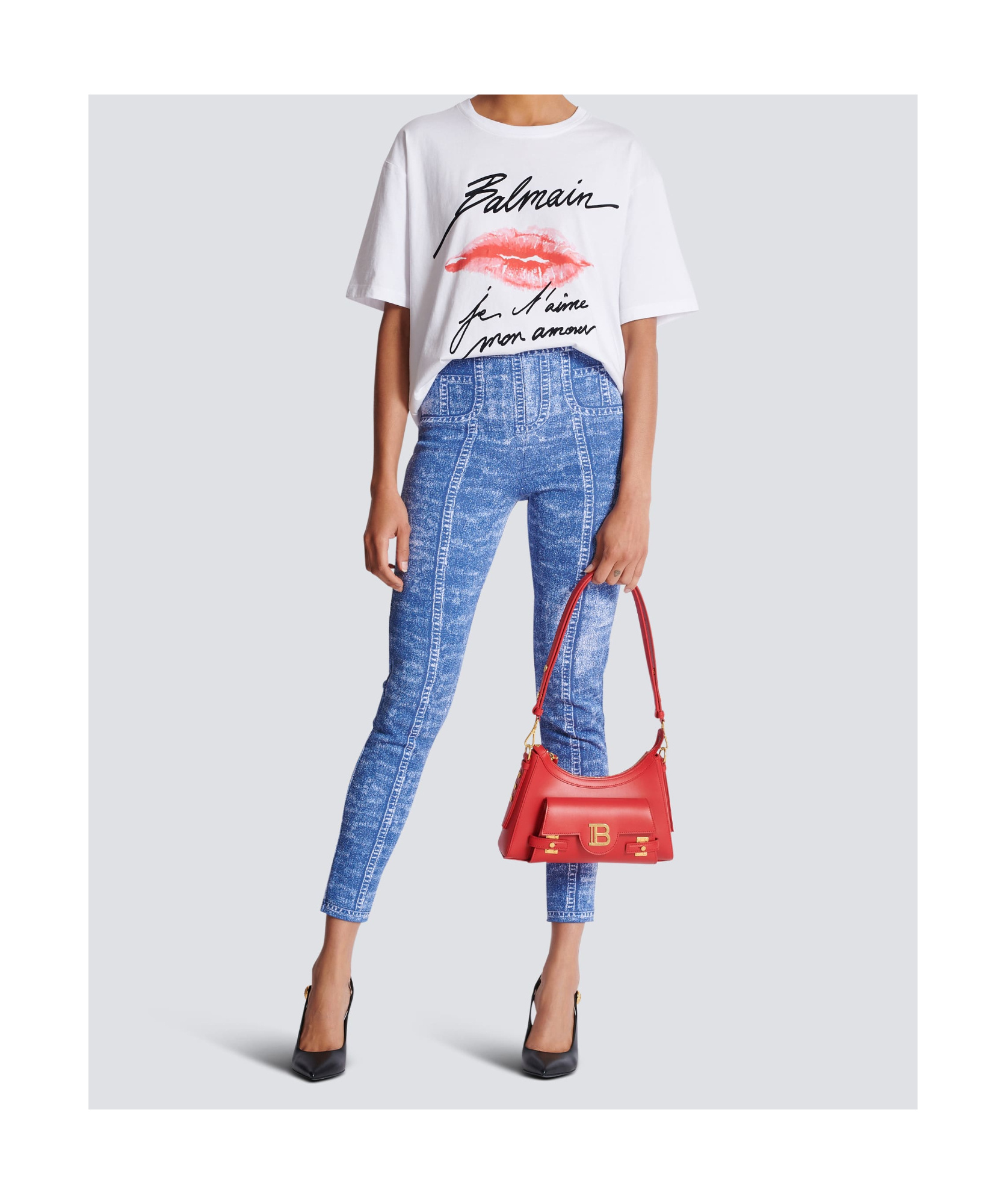 Shop Balmain Short-sleeved T-shirt With Kiss Print In White