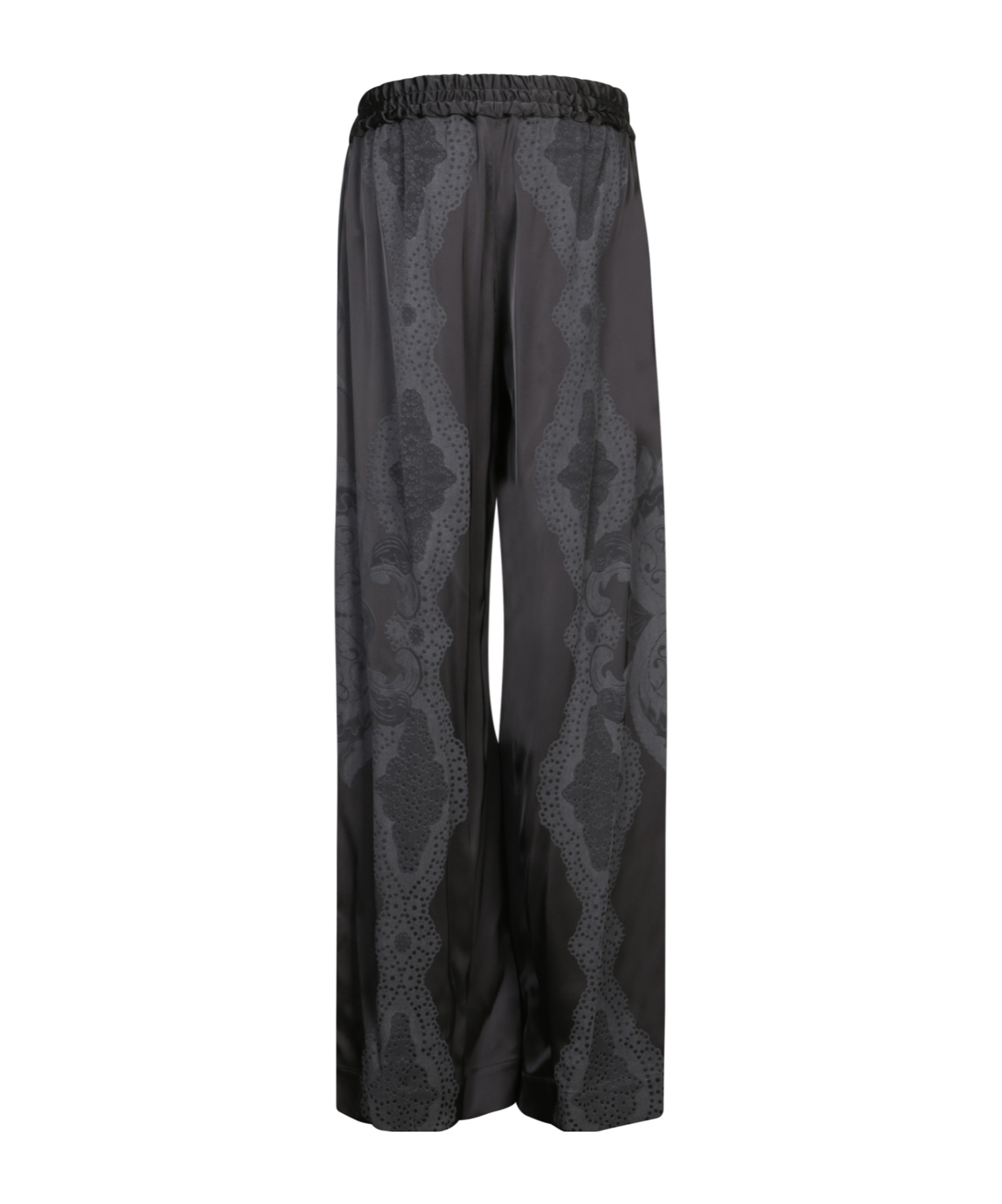 La Doublej La Double J Wide-leg Black Trousers With Pattern In Black
