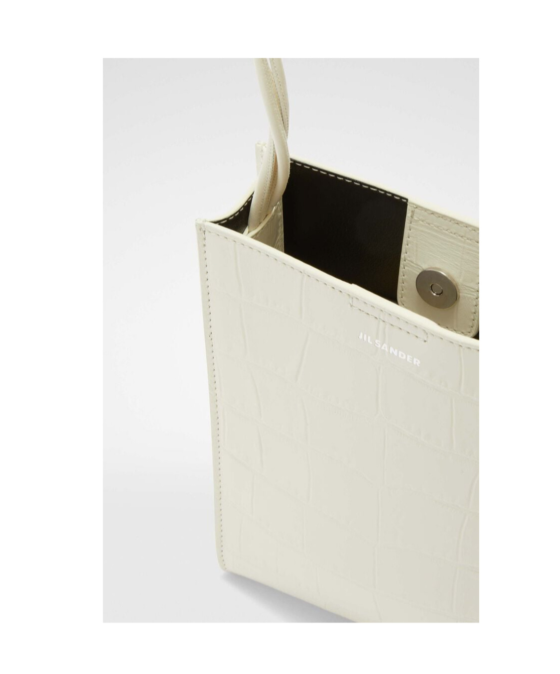 Jil Sander White Embossed Crocodile Effect Shoulder Bag In White