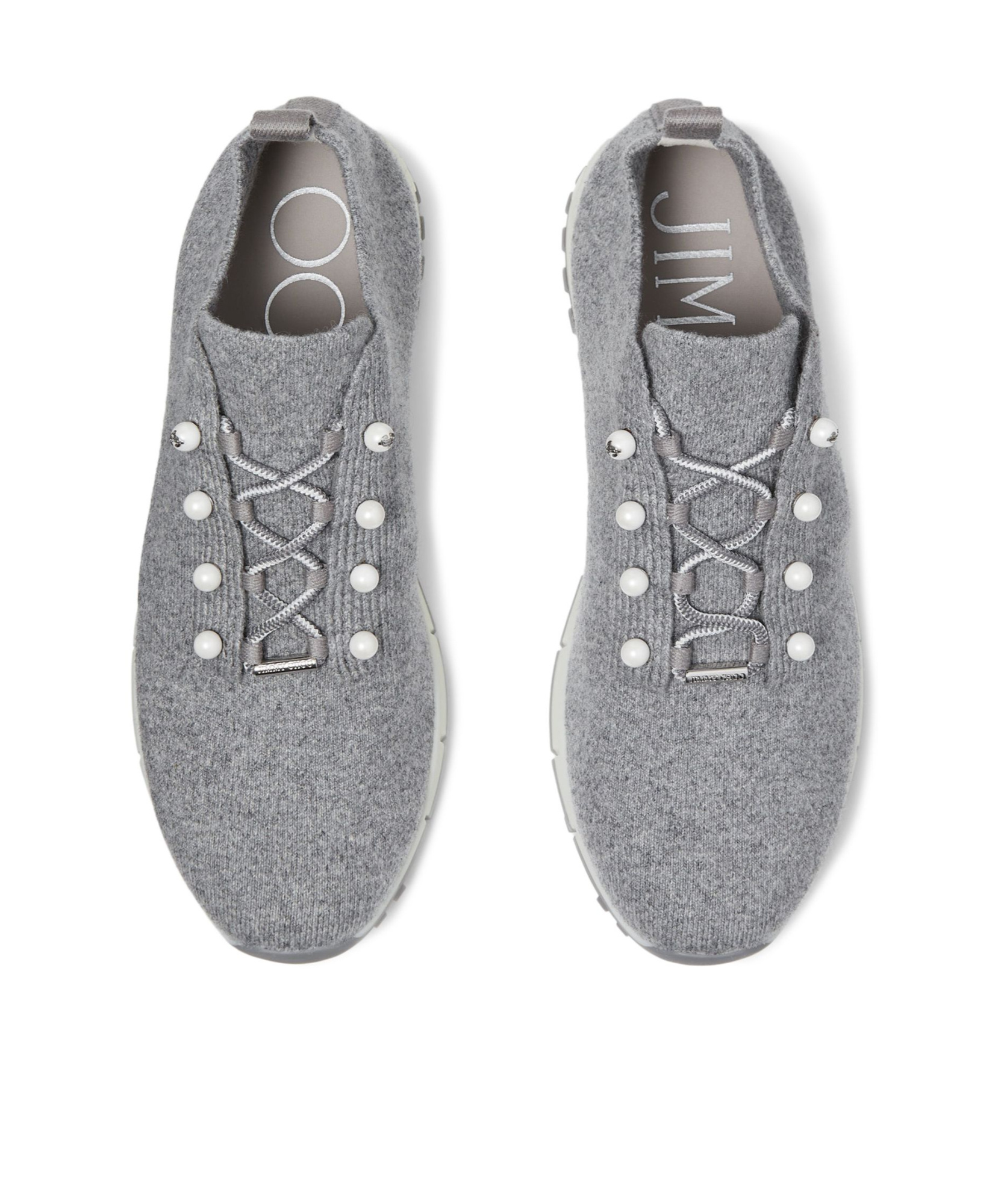 Jimmy Choo Veles Pearl Embellished Sneakers In Gray
