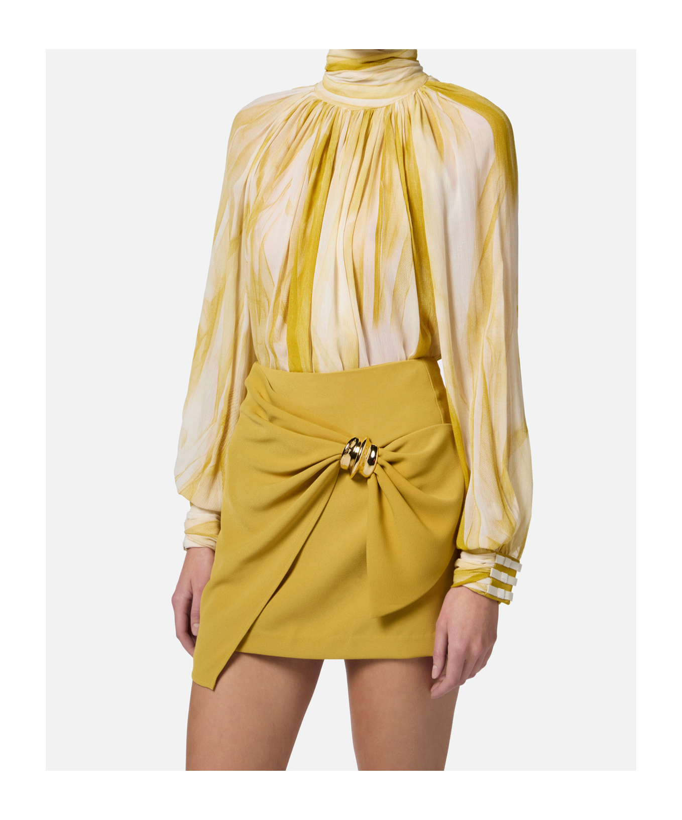 Elisabetta Franchi Butter Curry Blouse In Butter/curry