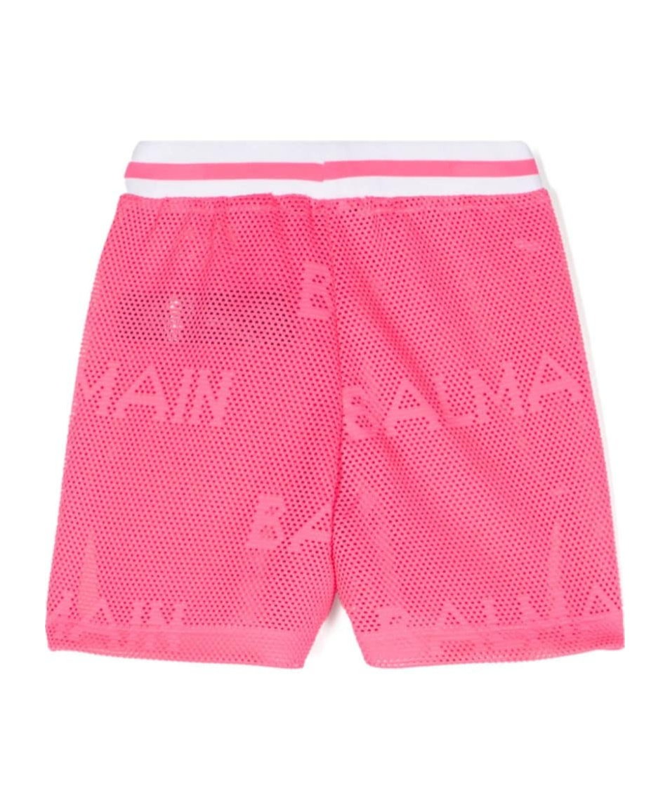 Balmain Logo-patch Mesh Shorts In Pink