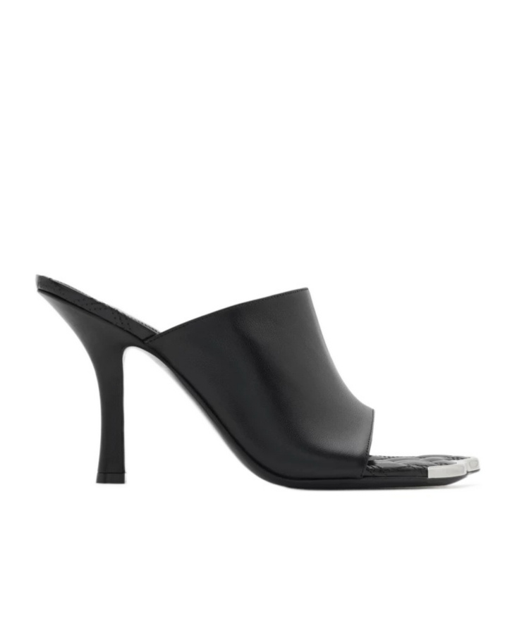 Burberry 80mm Duck High Leather Mules In Black