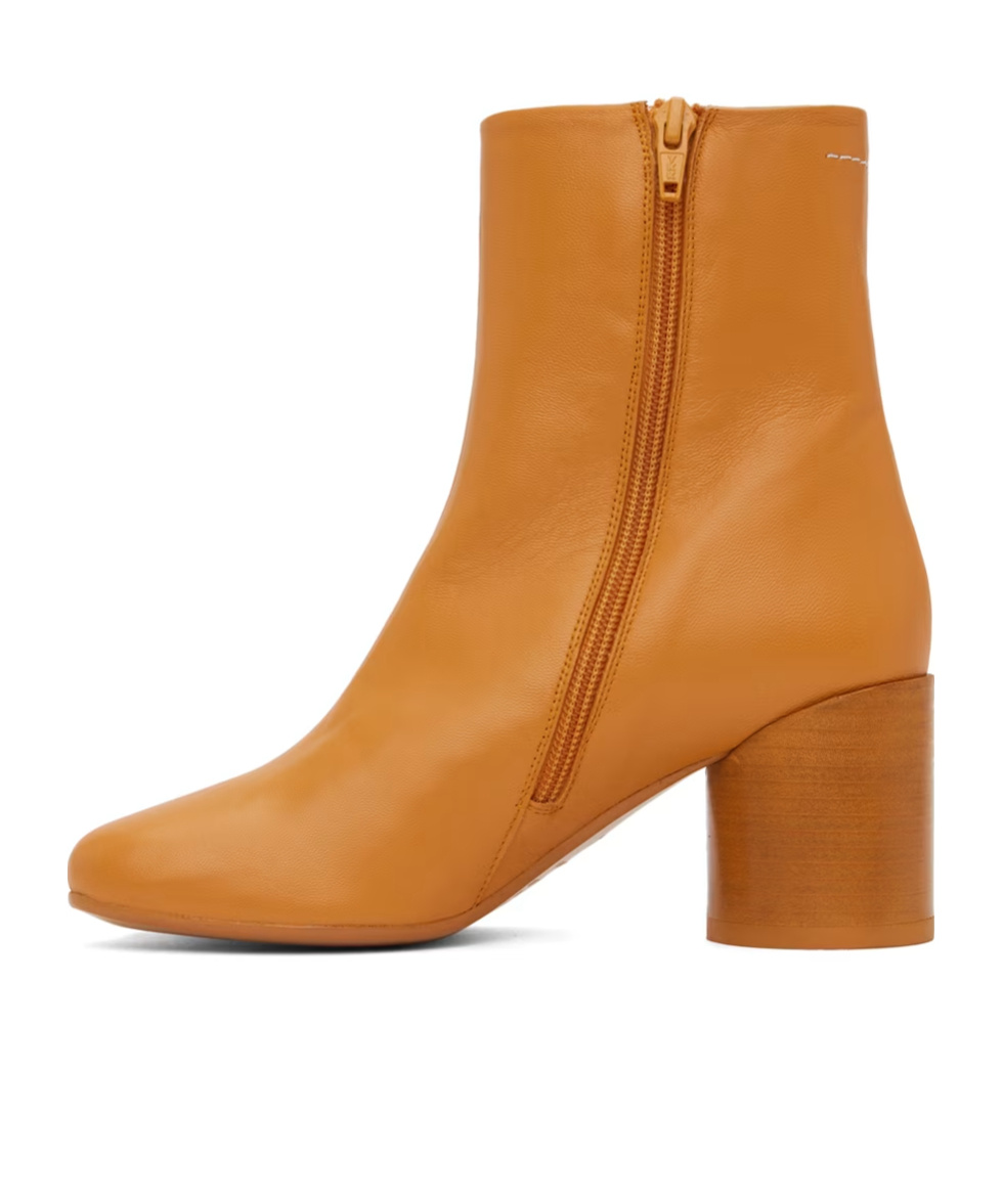 Mm6 Maison Margiela Anatomic Leather Zip Booties In Orange