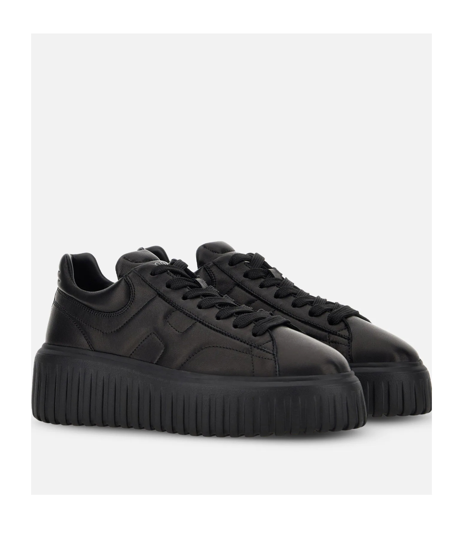 Hogan H-stripes Allacciato H Leather Sneakers In Black