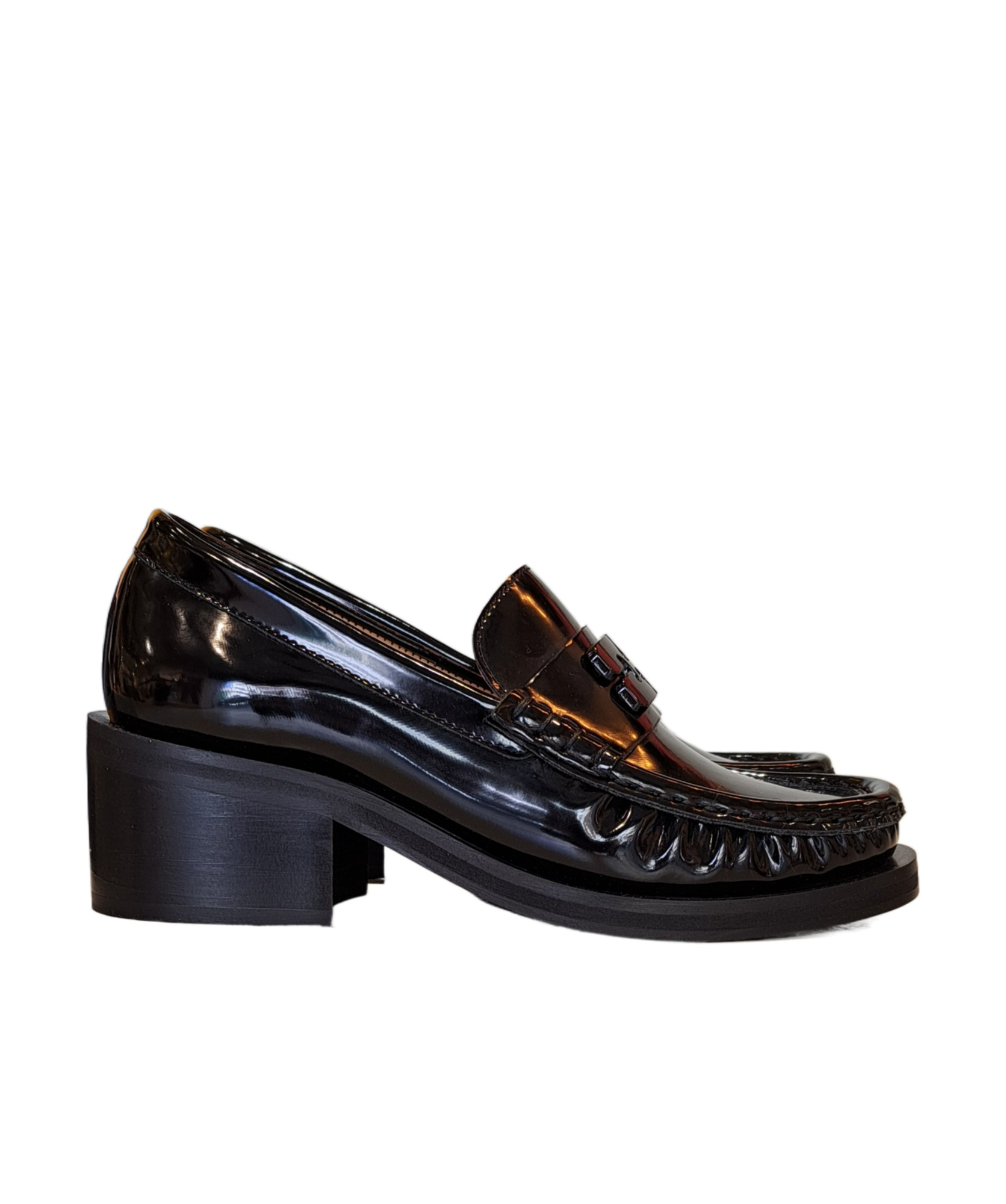 Ganni 55mm Patent-finish Loafers In Black