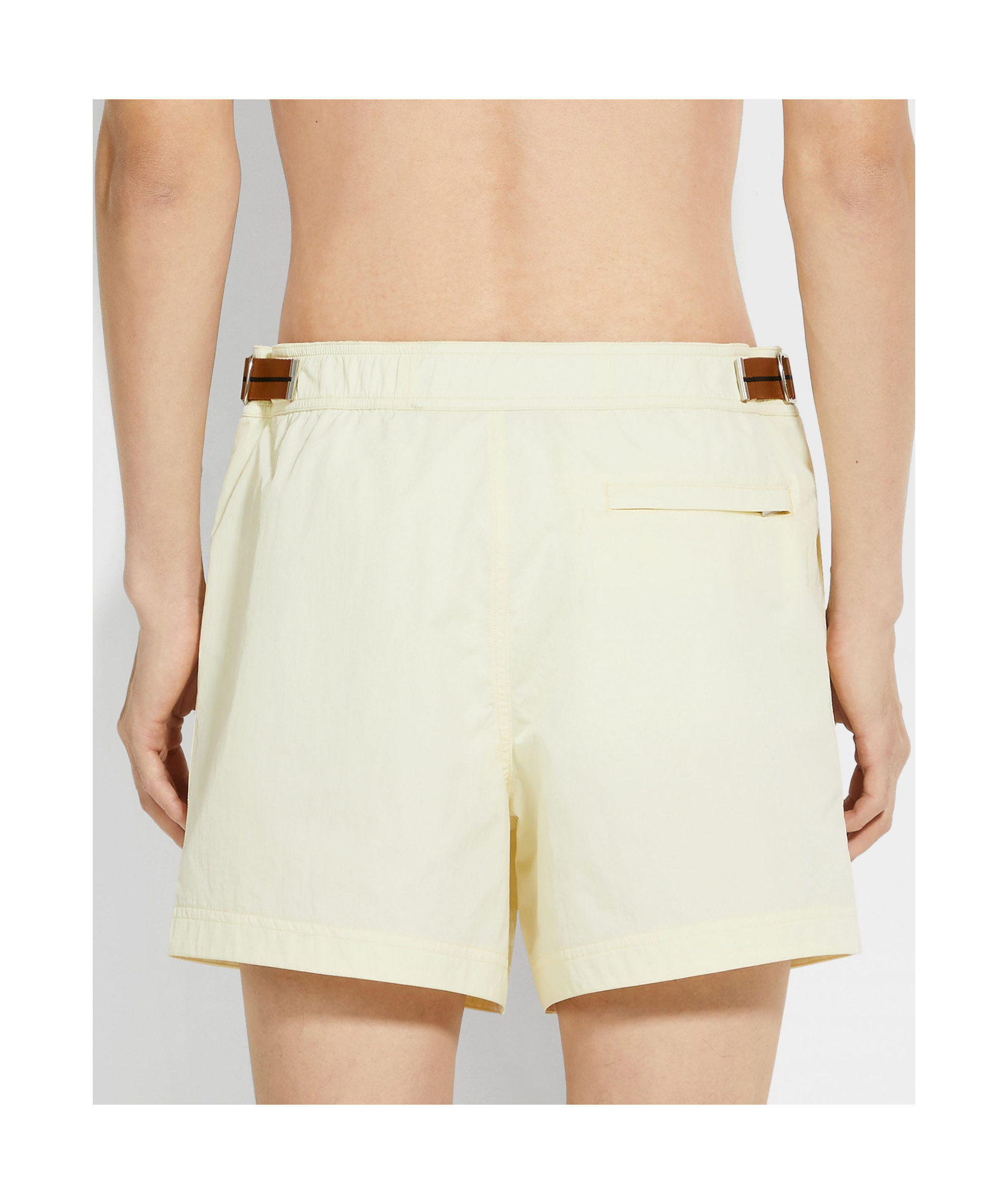 Zegna 232 Road Brand Mark Mid Length Swim Trunks In White