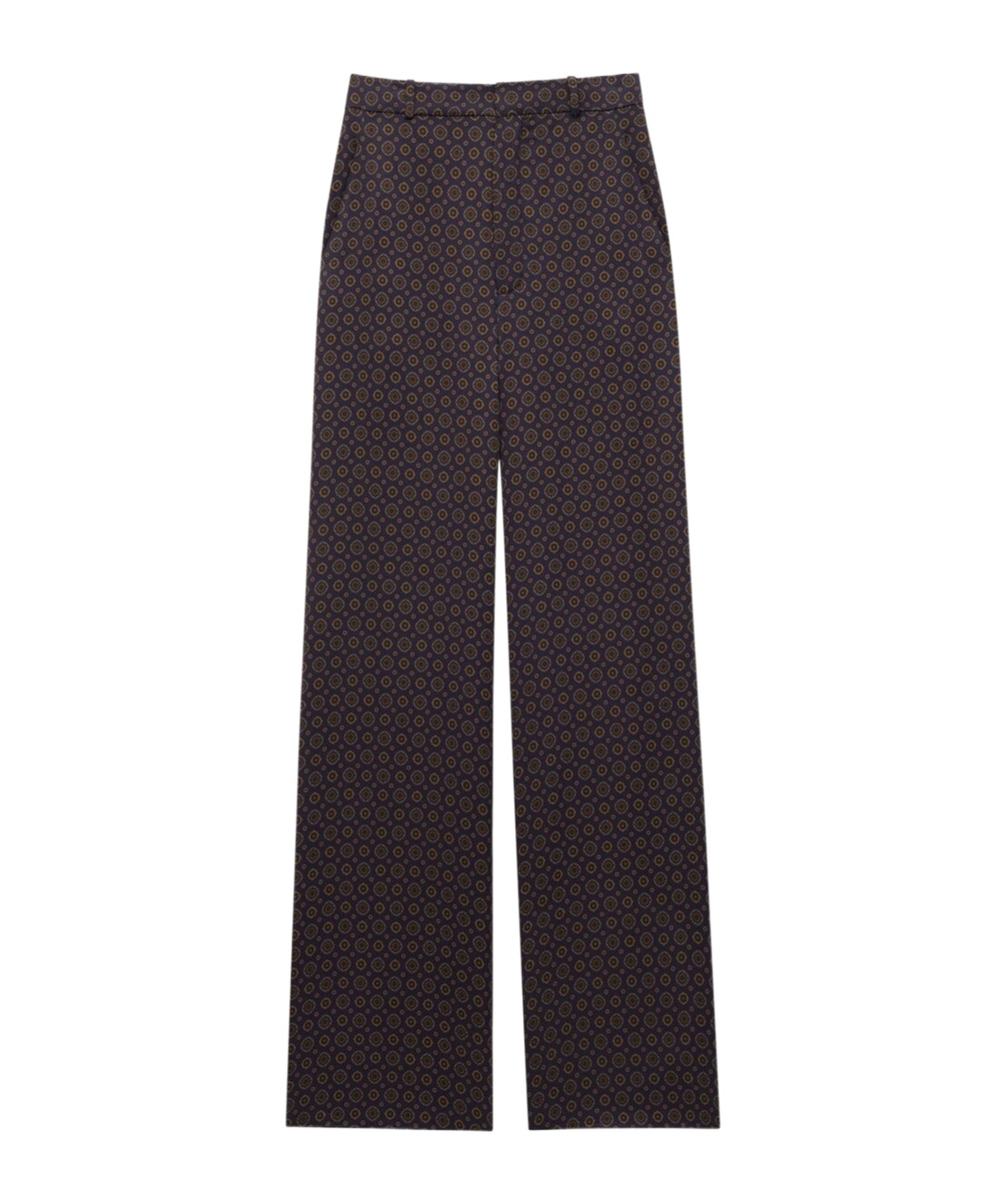 Saint Laurent Medallion Pants In Satin In Navy Blue/brown