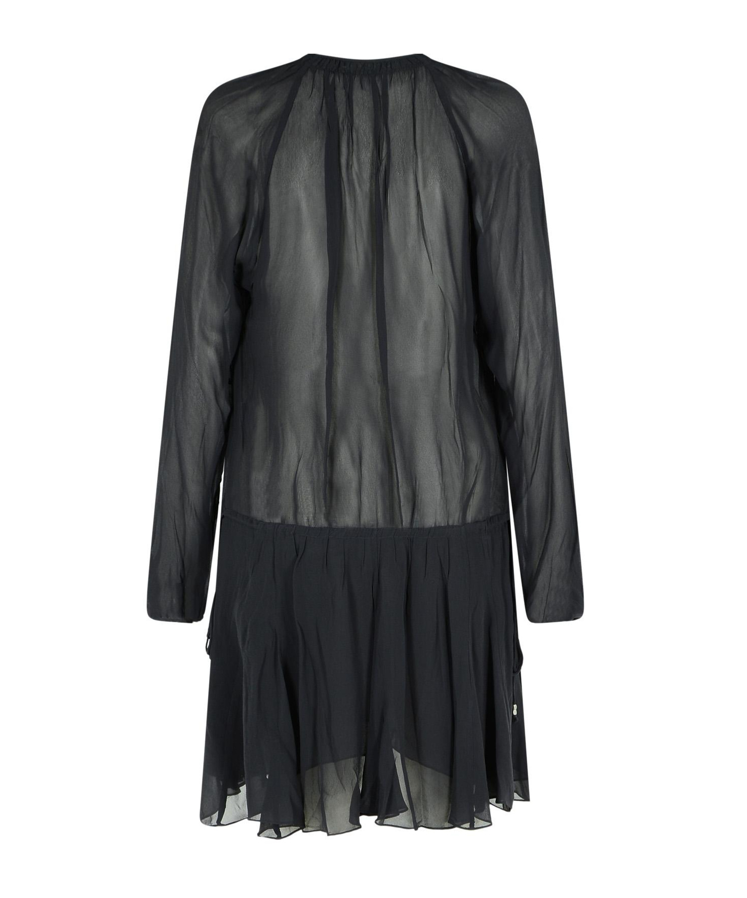 Isabel Marant Étoile Black Semi-transparent Midi Dress With Drawstring Waist In Black
