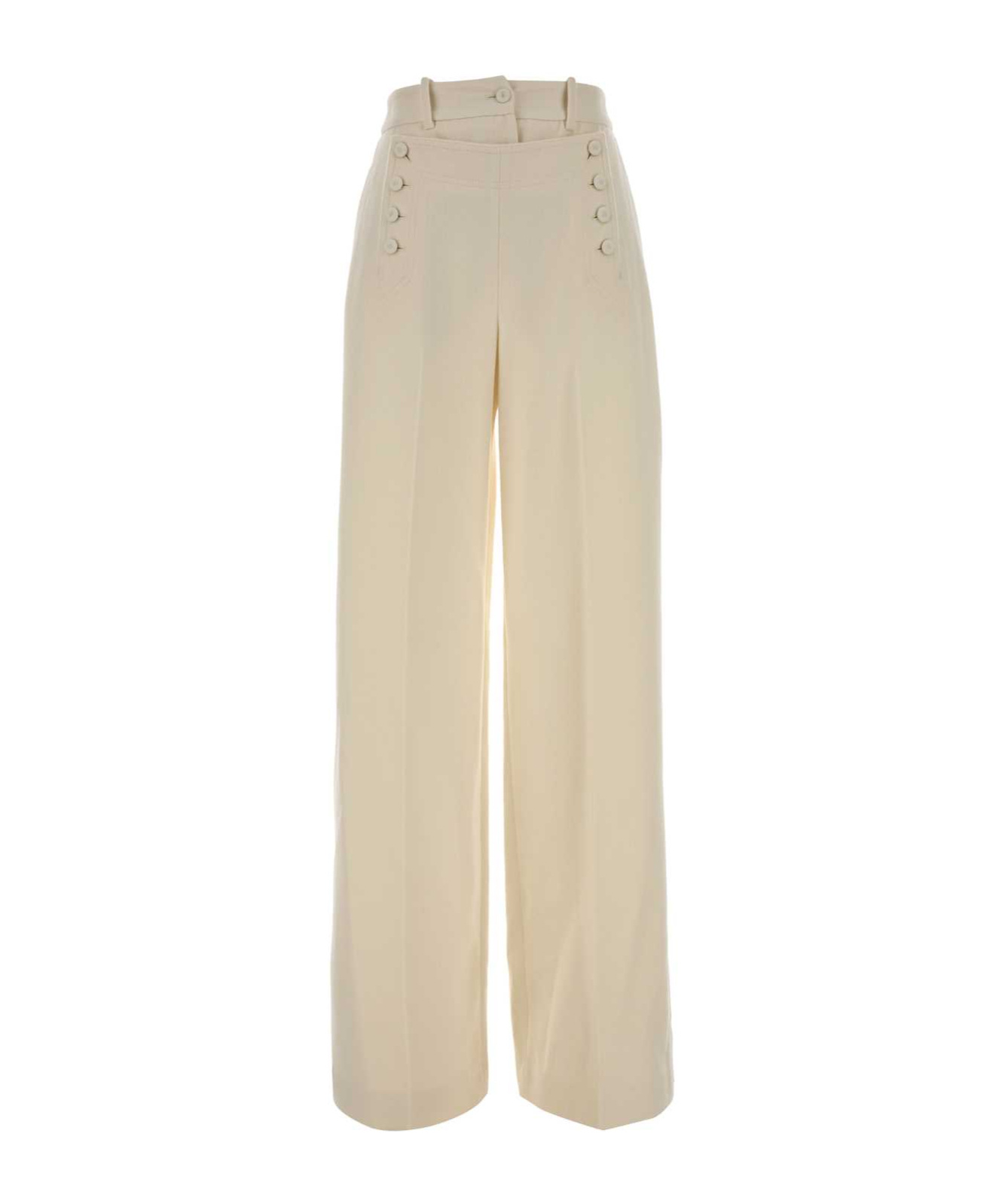 Ermanno Scervino Ivory Wool Palazzo Pant In Neutral